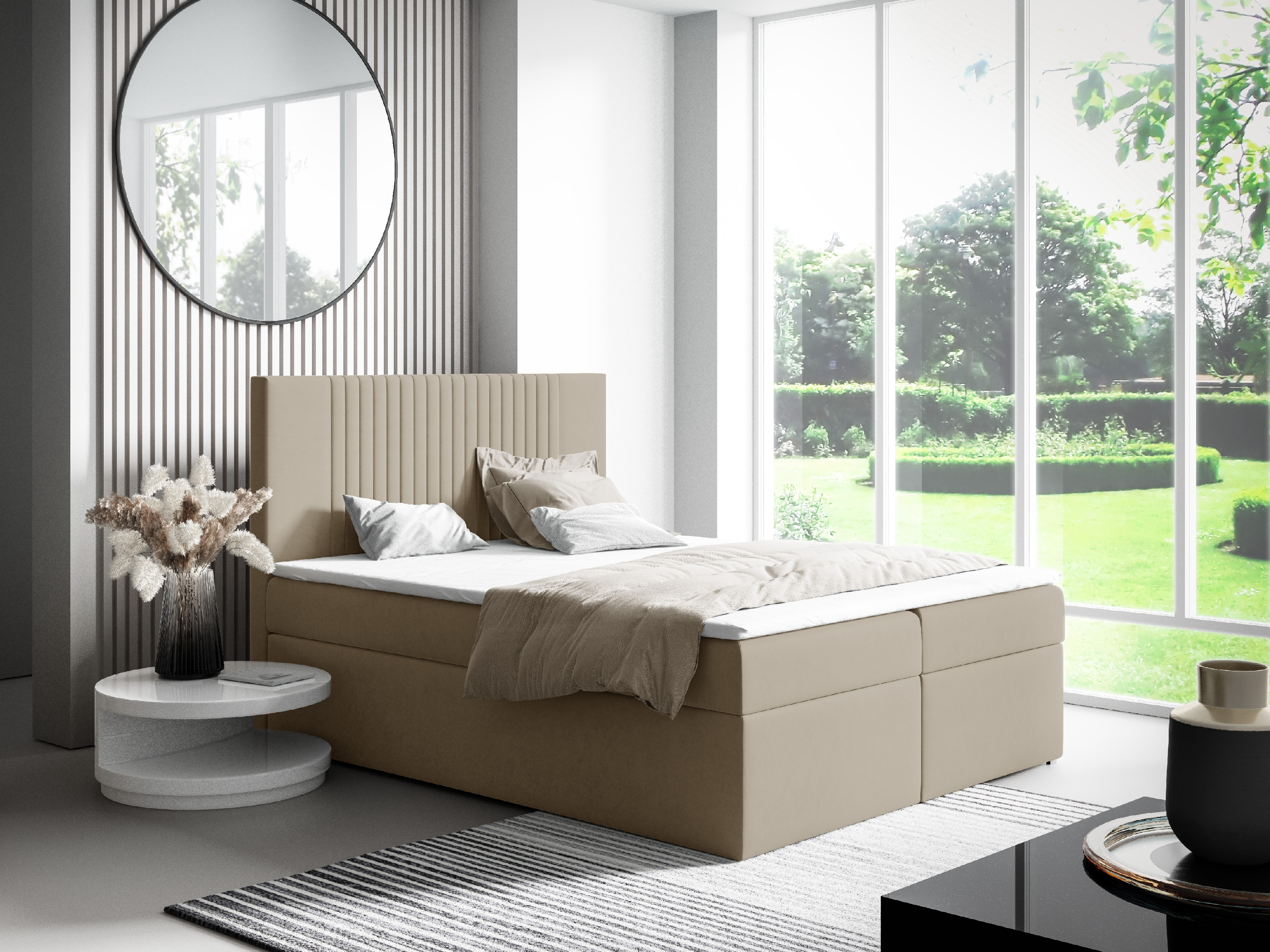 Eka Kontinentální čalouněná postel LINA - Trinity (180x200 cm) Barva látky Trinity: (2307) Hnědá