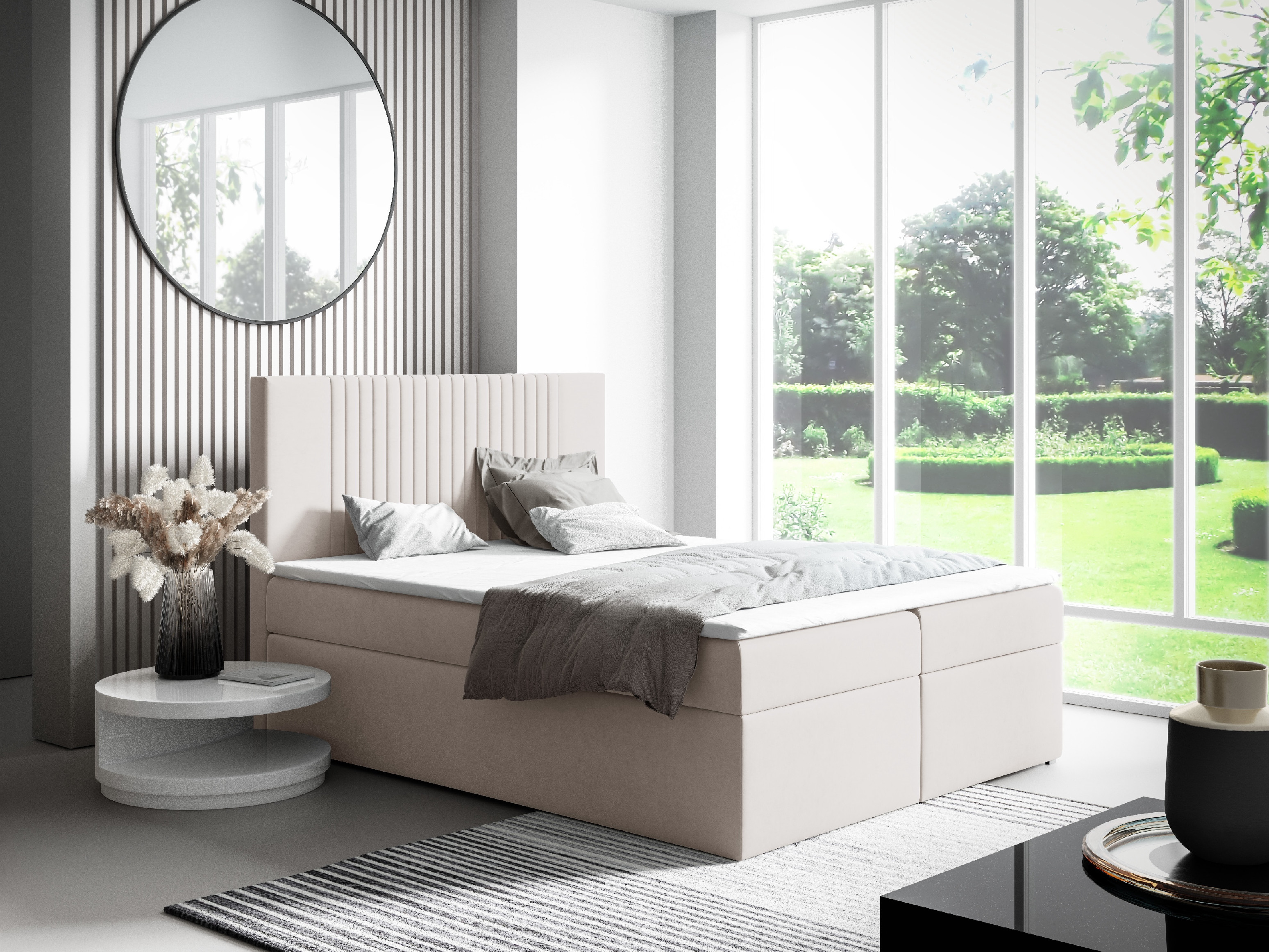 Eka Kontinentální čalouněná postel LINA - Trinity (200x200 cm) Barva látky Trinity: (2311) Fialová