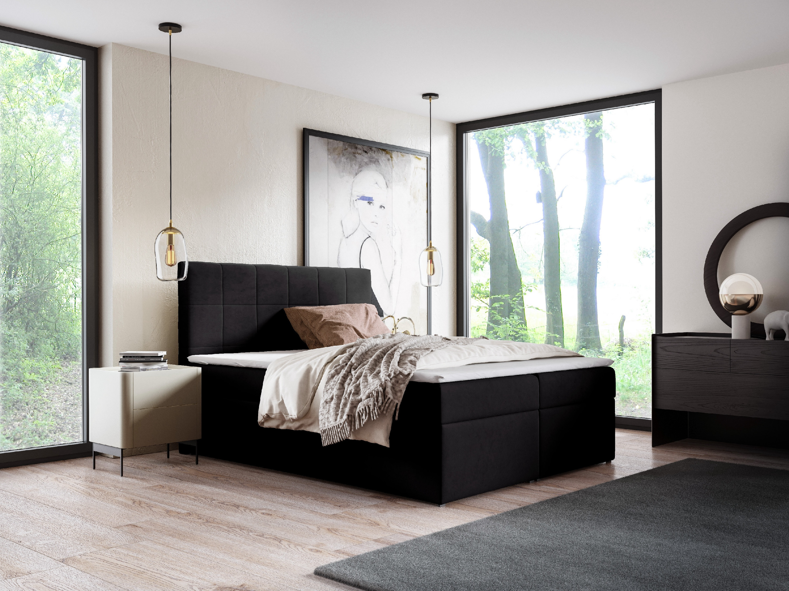 Eka Kontinentální čalouněná postel SMART - Trinity (120x200 cm) Barva látky Trinity: (2313) Modrá