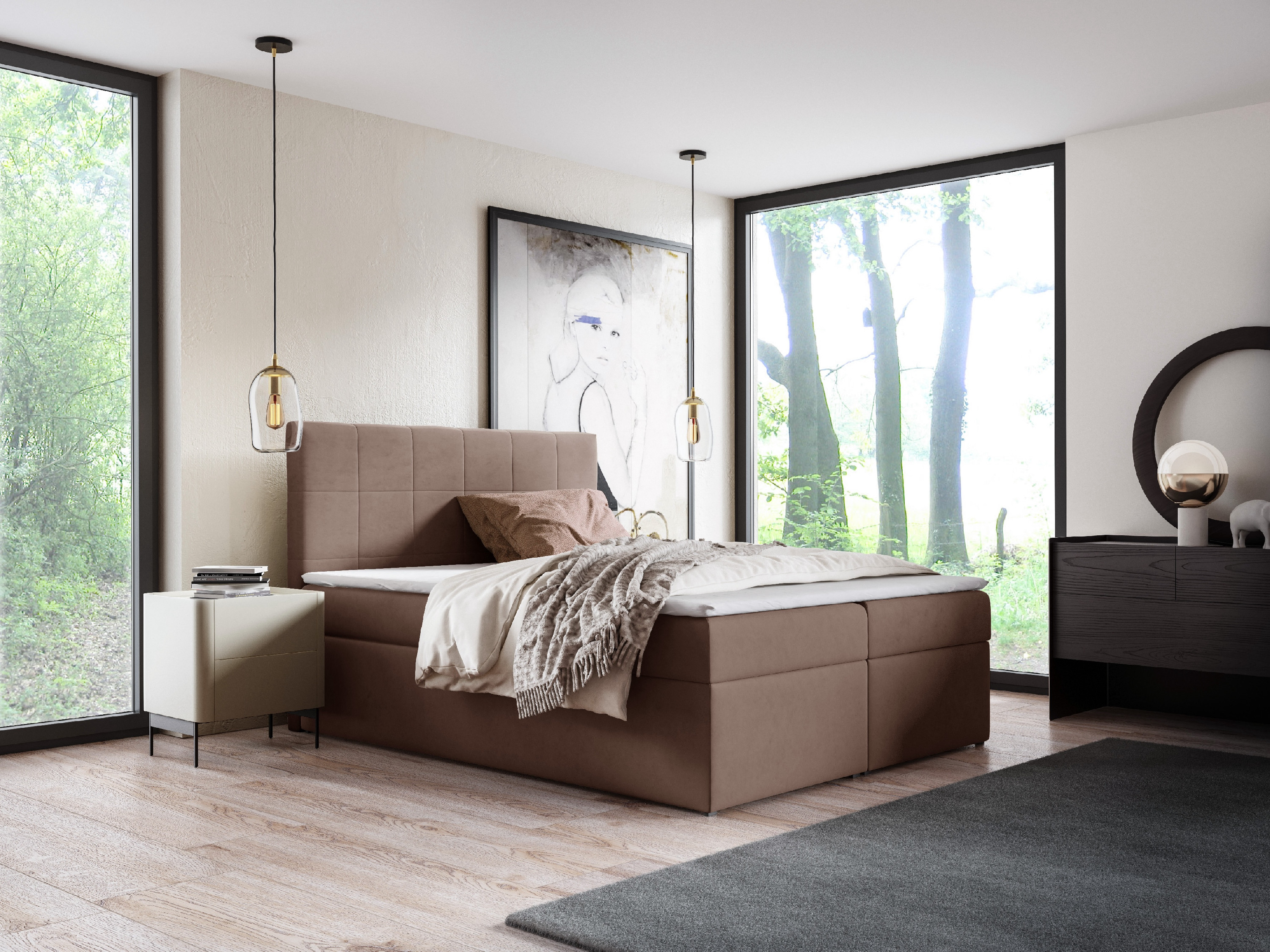 Eka Kontinentální čalouněná postel SMART - Trinity (140x200 cm) Barva látky Trinity: (2326) Hořčicová