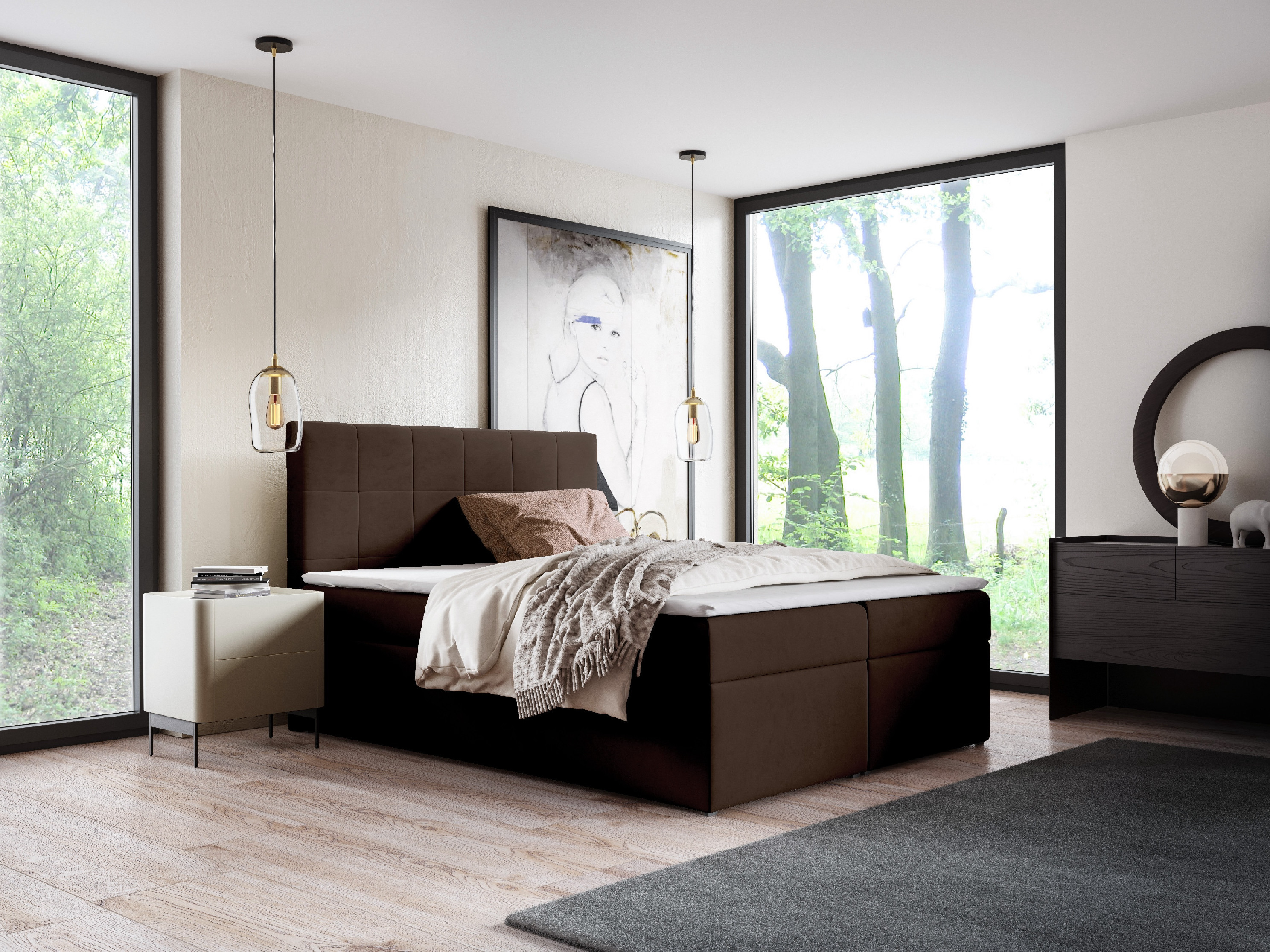 Eka Kontinentální čalouněná postel SMART - Trinity (180x200 cm) Barva látky Trinity: (2309) Červená