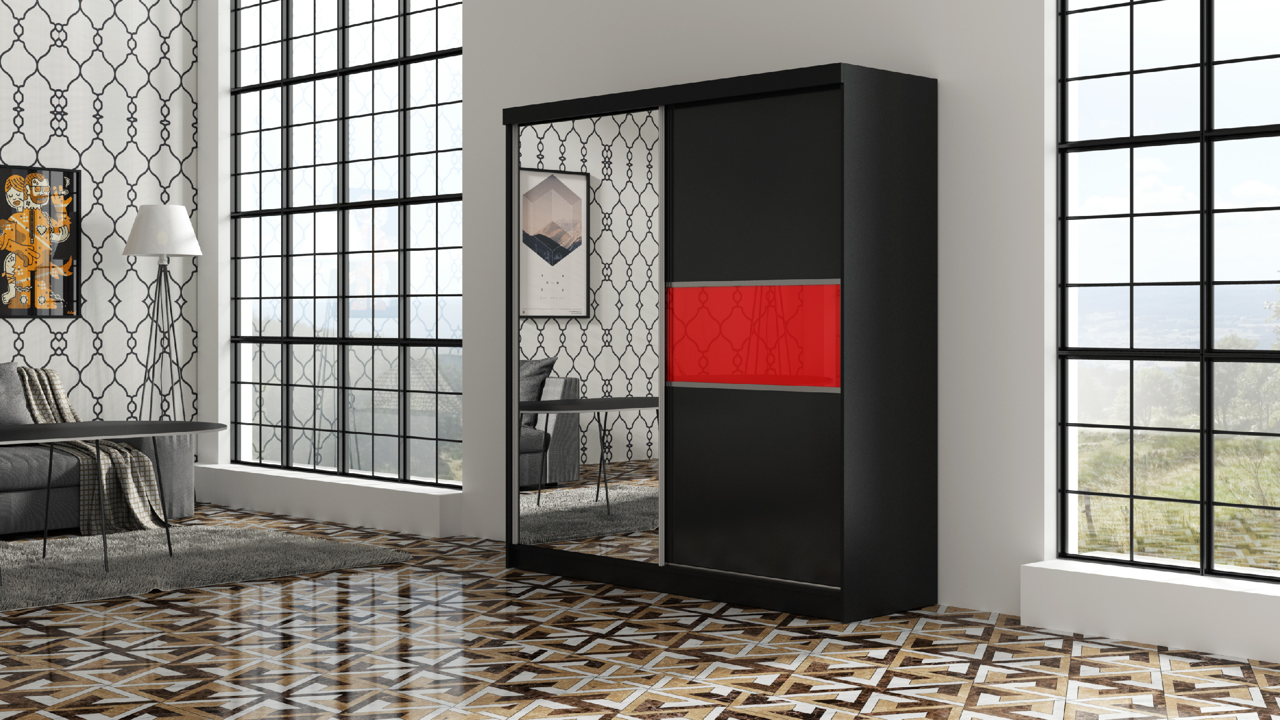 ARK Šatní skříň MADEIRA, Černá 150 cm
