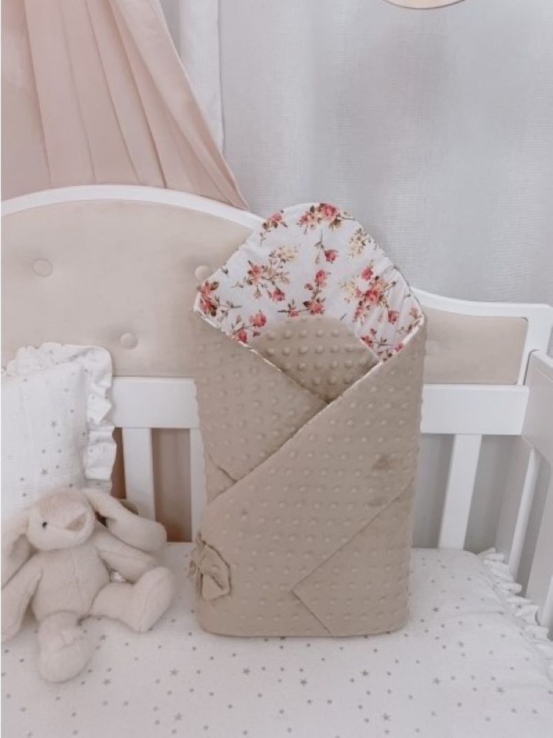 Ar-s Minky oboustranná rychlozavinovačka - béžová květ - 80 x 80 cm