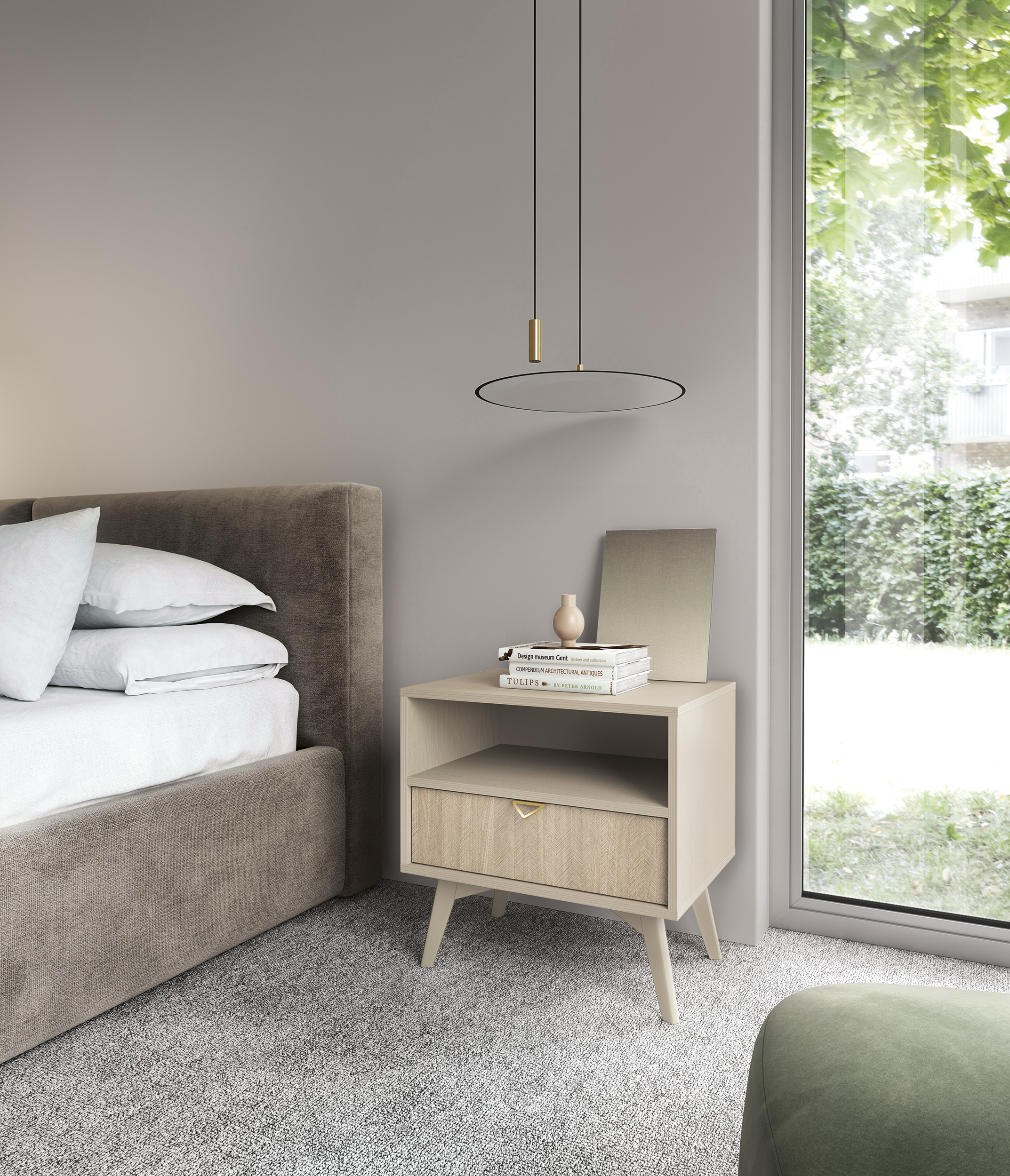 PSK Noční stolek NATURAL, Písková/Scandi 54 cm