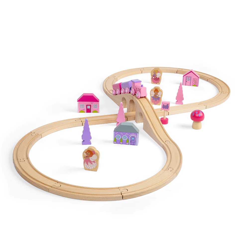 Bigjigs Rail Dřevěná vláčkodráha osmička pro princezny, 35 dílů