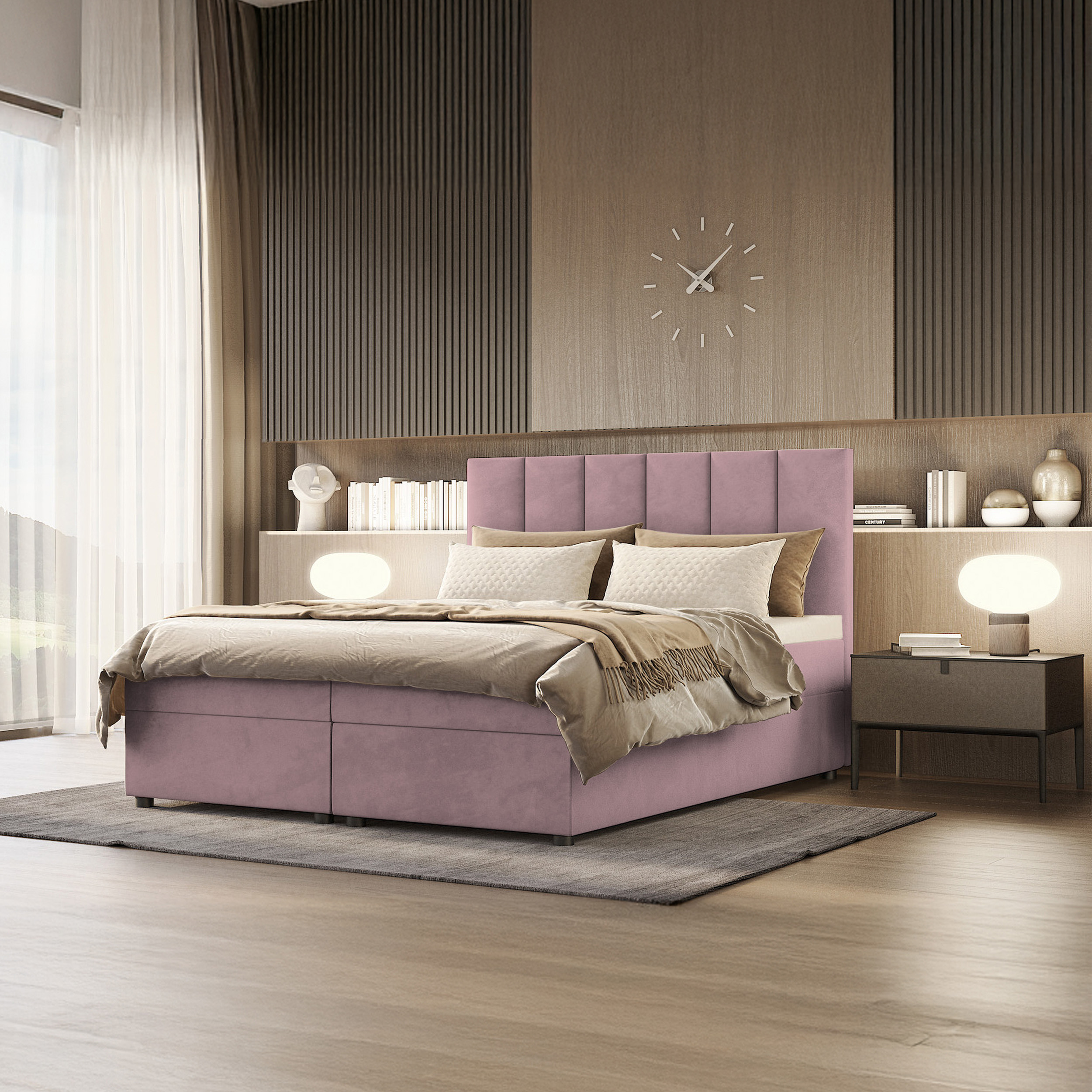 SFAB Kontinentální čalouněná postel VENUS (90x200 cm) Látka Velutto: Velutto 14 - Růžová