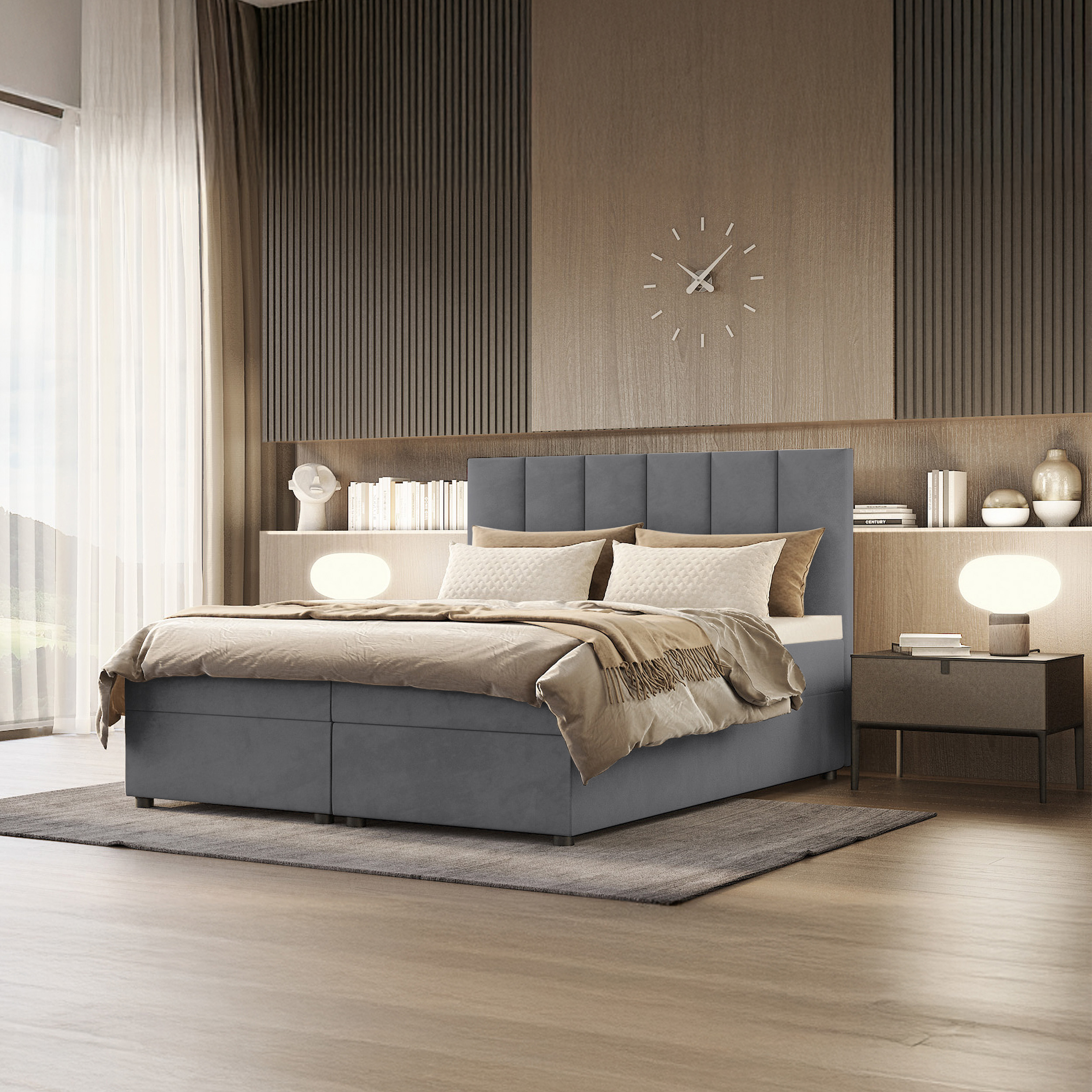 SFAB Kontinentální čalouněná postel VENUS (90x200 cm) Látka Velutto: Velutto 18 - Šedá