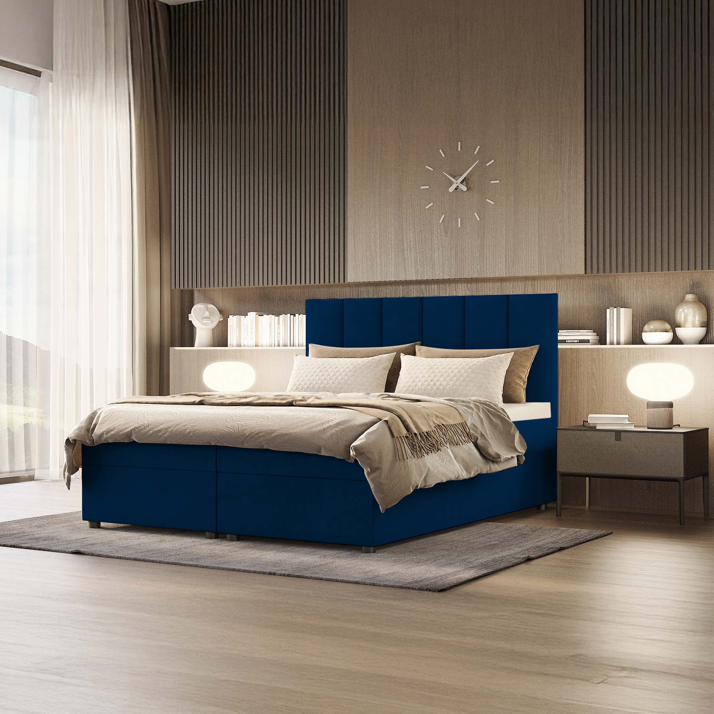 SFAB Kontinentální čalouněná postel VENUS (90x200 cm) Látka Velutto: Velutto 25 - Námořnická modř