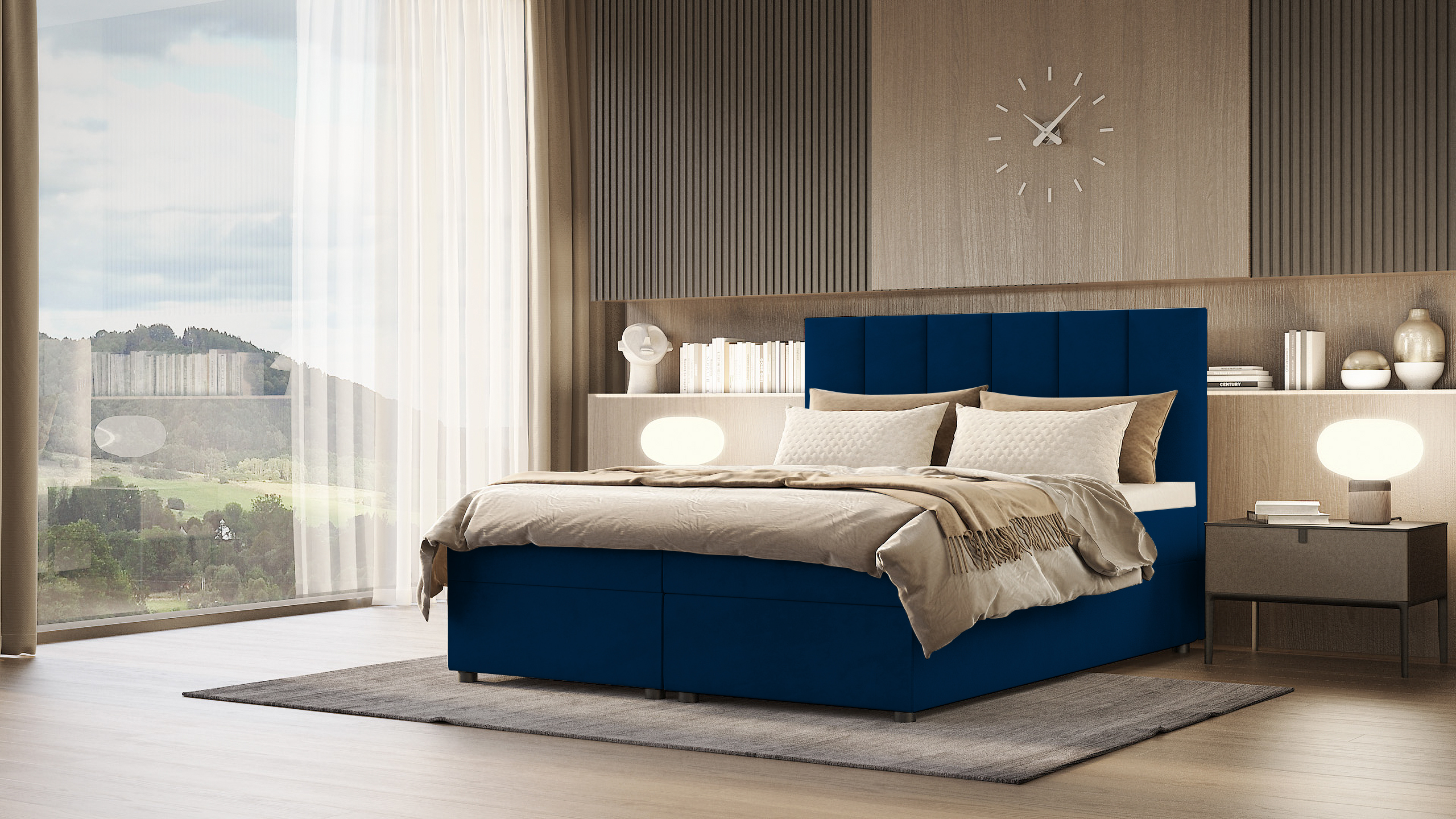 SFAB Kontinentální čalouněná postel VENUS (160x200 cm) Látka Velutto: Velutto 25 - Námořnická modř