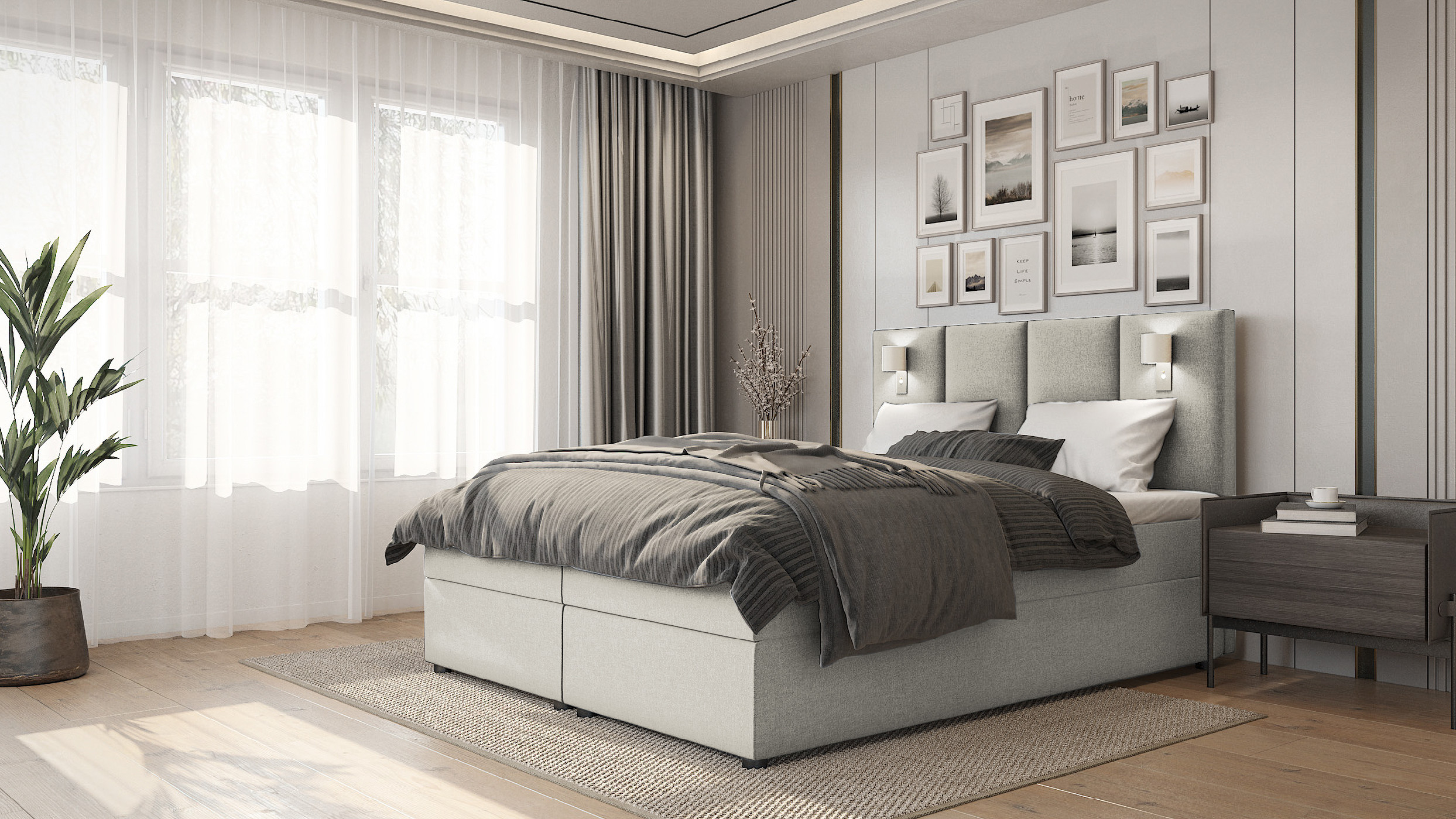 SFAB Kontinentální čalouněná postel PARMA (90x200 cm) Barva látky: Béžová (Inari 22)