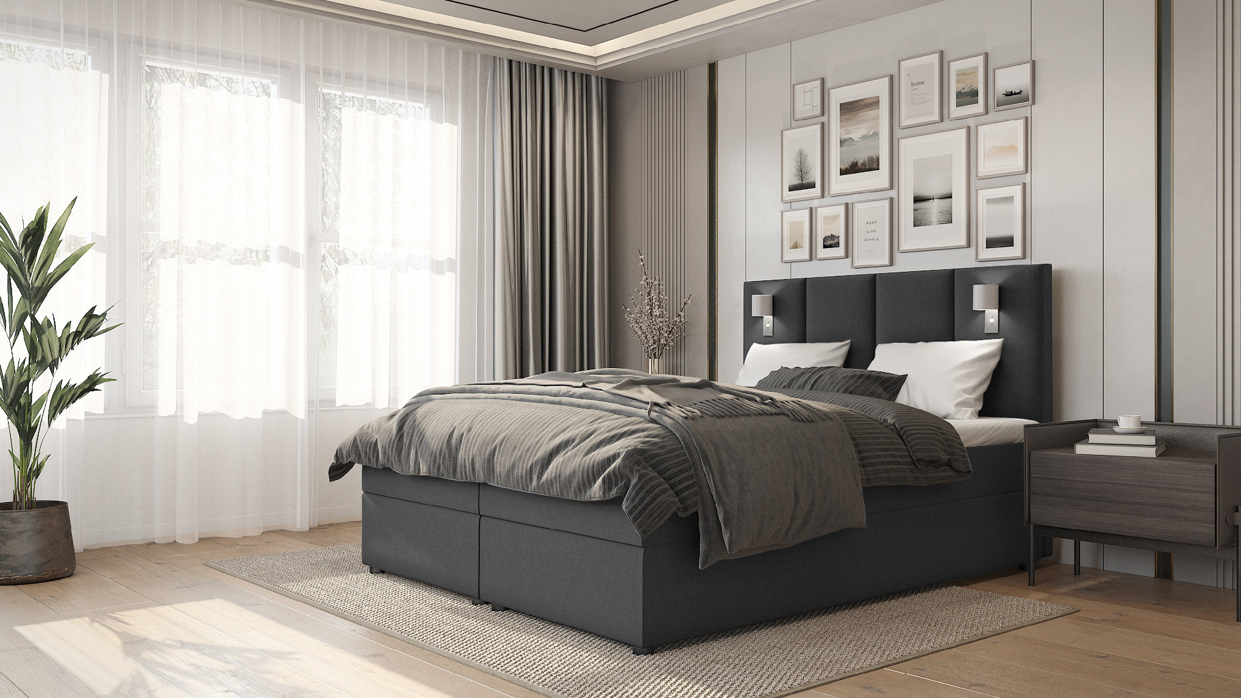 SFAB Kontinentální čalouněná postel PARMA (120x200 cm) Barva látky: Tmavá šedá (Inari 96)