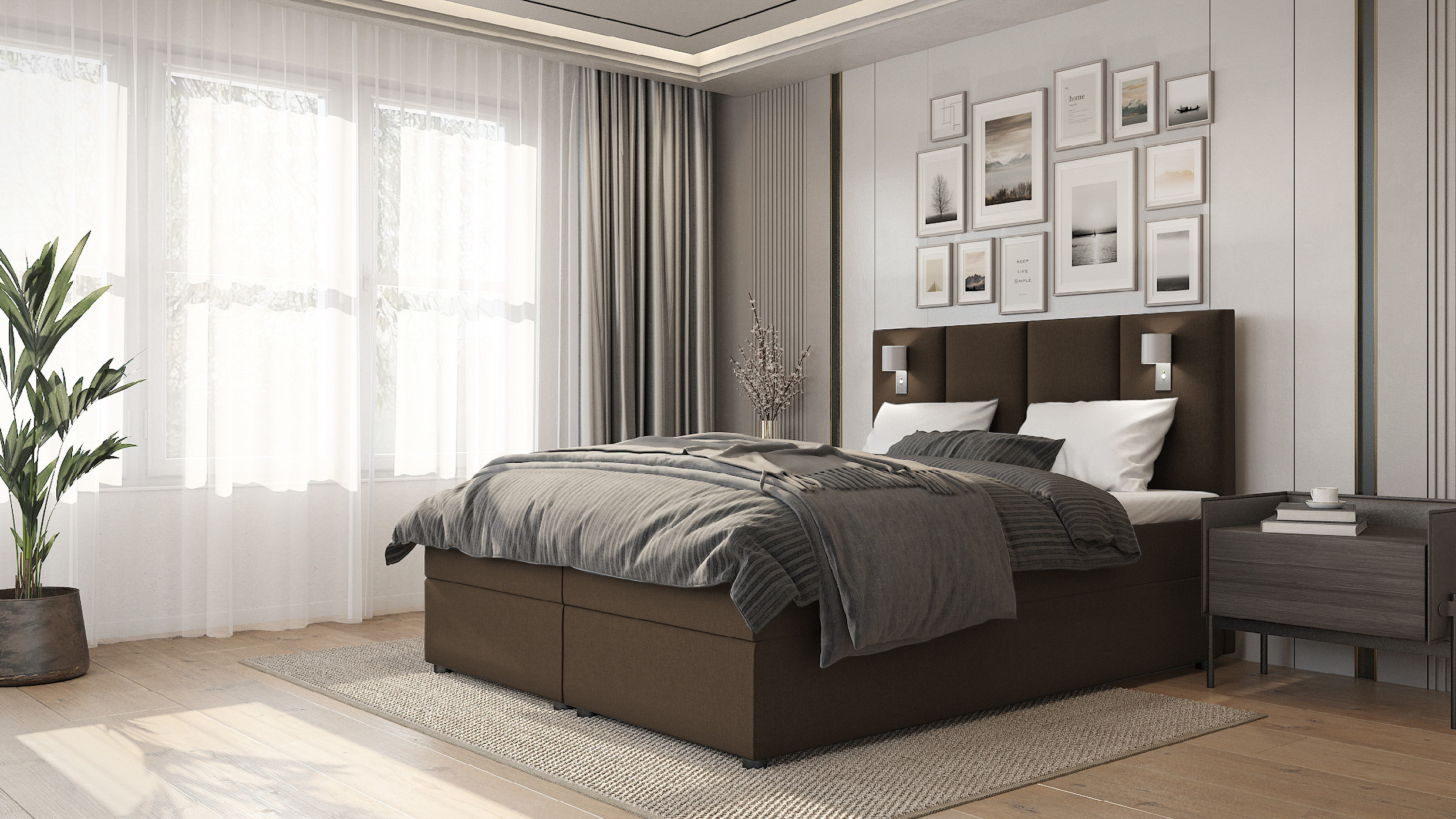 SFAB Kontinentální čalouněná postel PARMA (120x200 cm) Barva látky: Hnědá (Inari 24)
