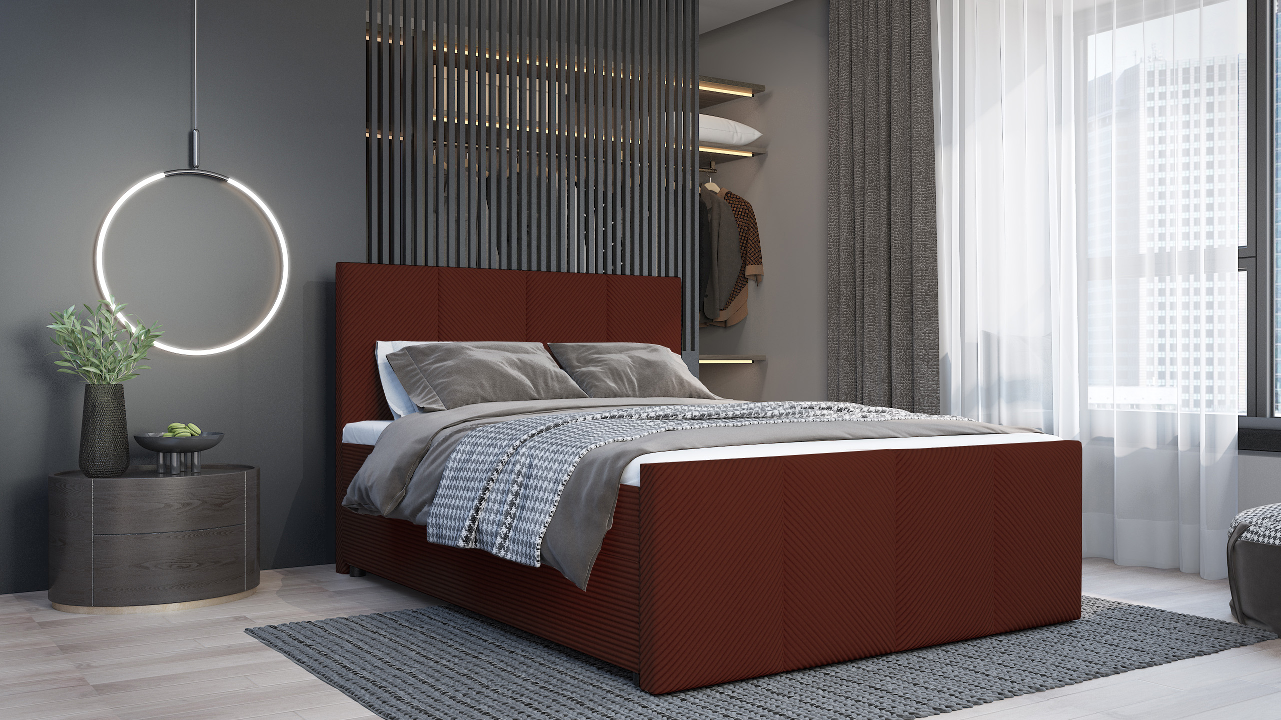 Levně SFAB Kontinentální čalouněná postel MILANO (180x200 cm) Barva látky: Měď (Lincoln 52)