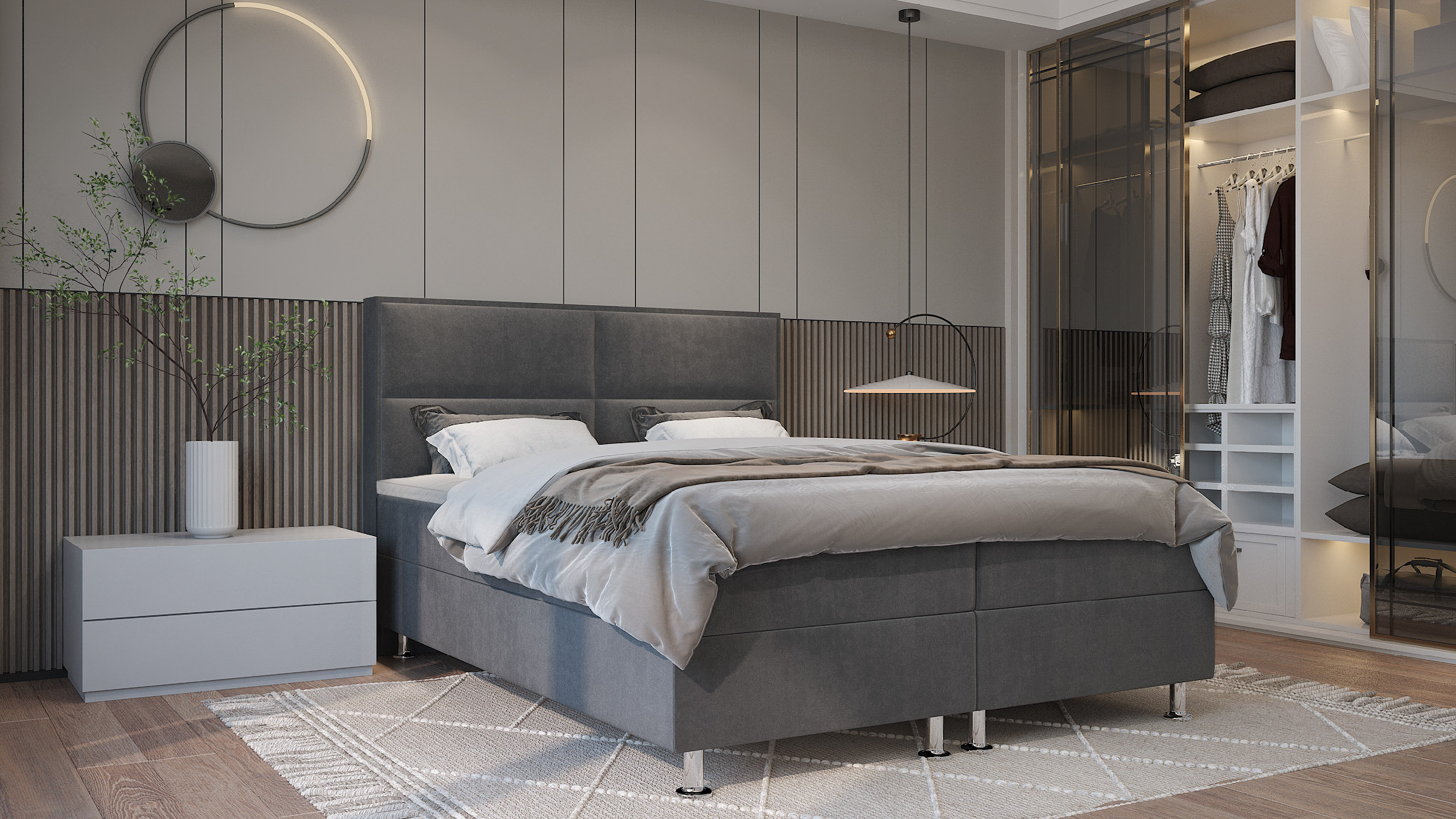 SFAB Kontinentální čalouněná postel ALBA (90x200 cm) Barva látky: MONOLITH 92 (Tmavá šedá)