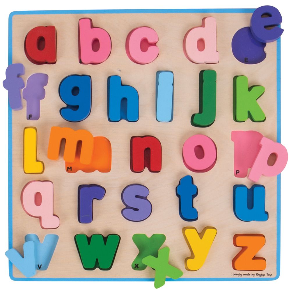 Levně Bigjigs Toys Dřevěné puzzle Abeceda malá písmena