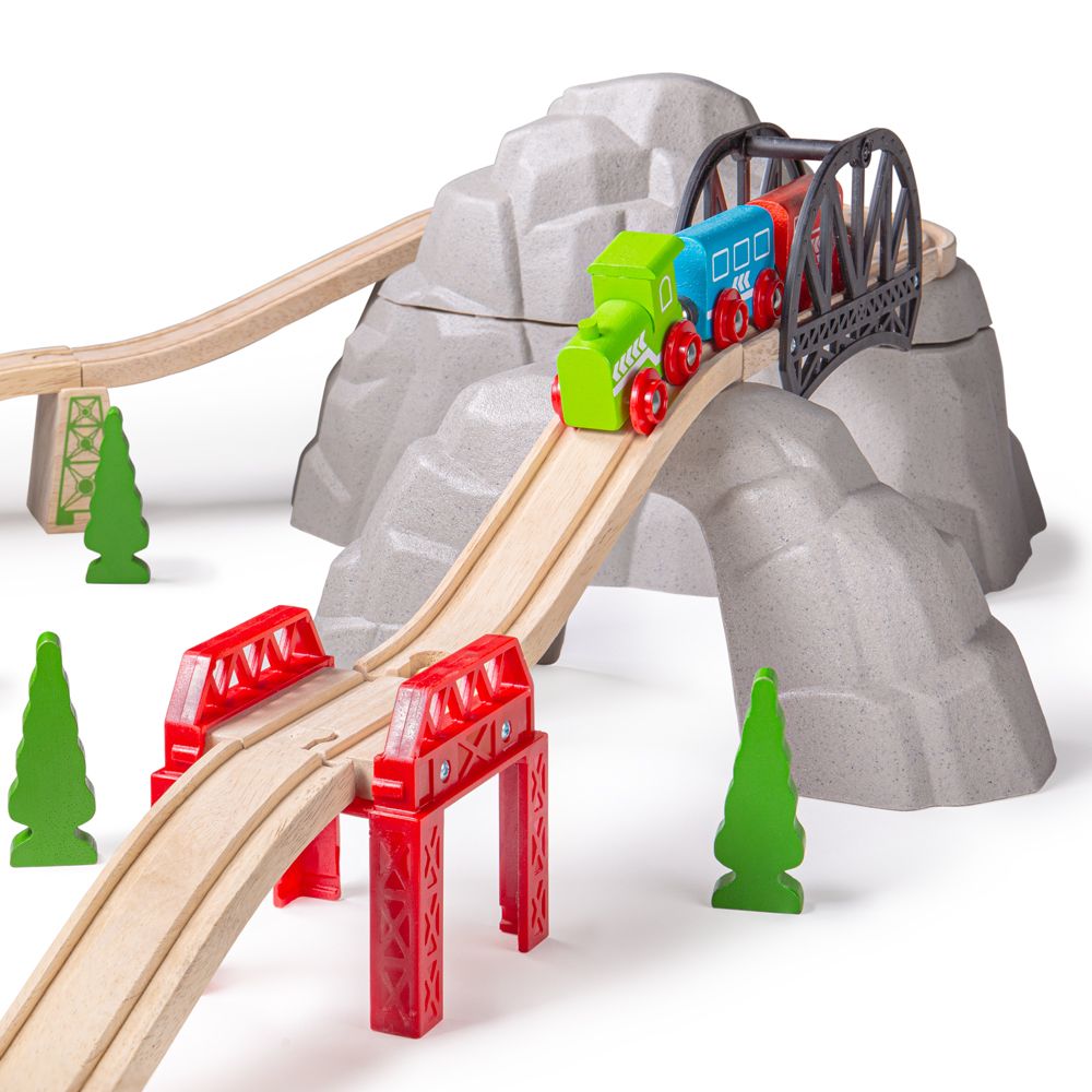 Levně Bigjigs Rail Dřevěný set vysokohorská dráha