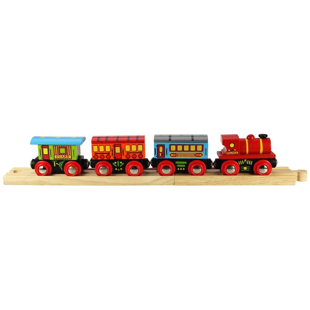 Bigjigs Rail Dřevěný osobní vlak + 2 koleje