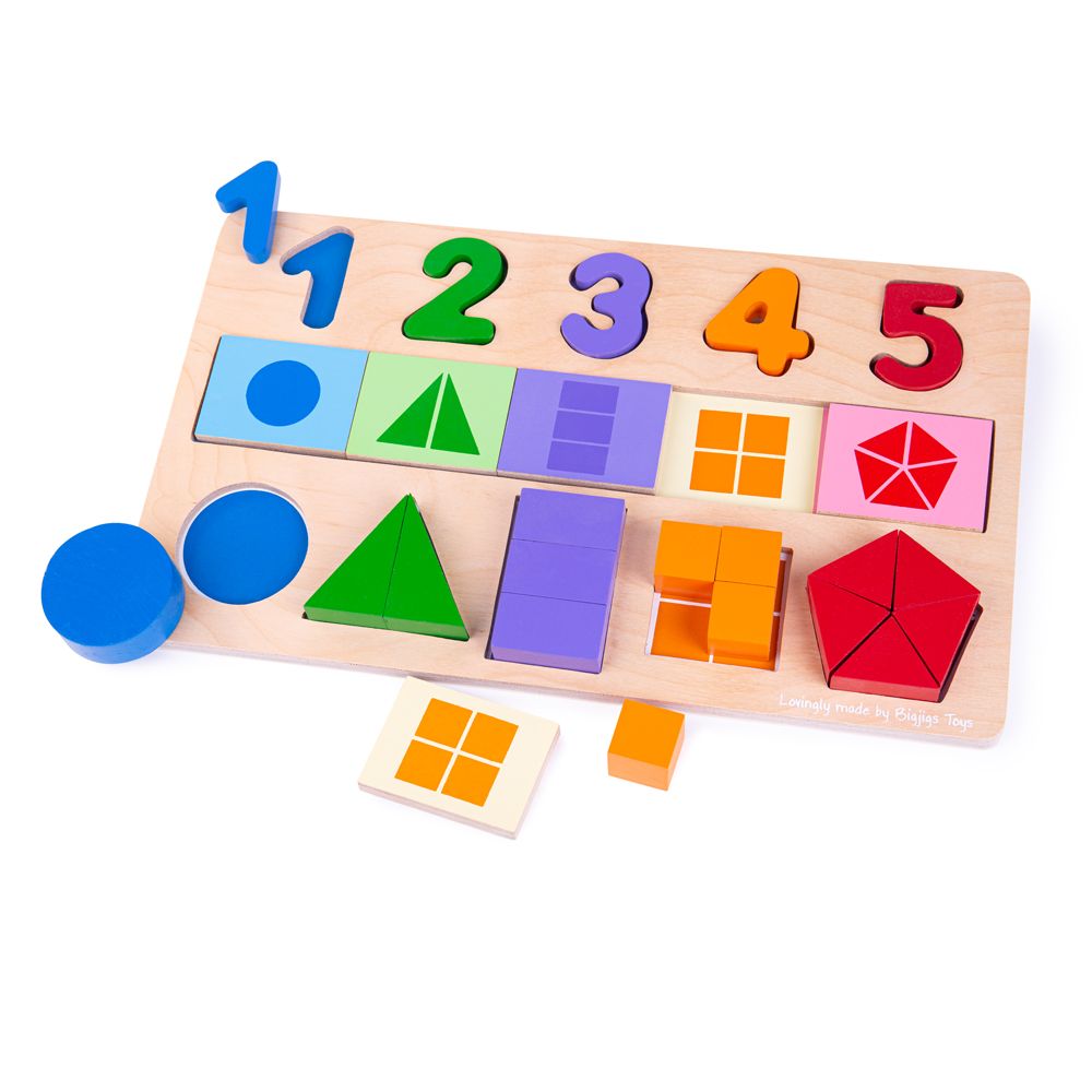 Levně Bigjigs Toys Didaktická deska - Čísla, barvy, tvary