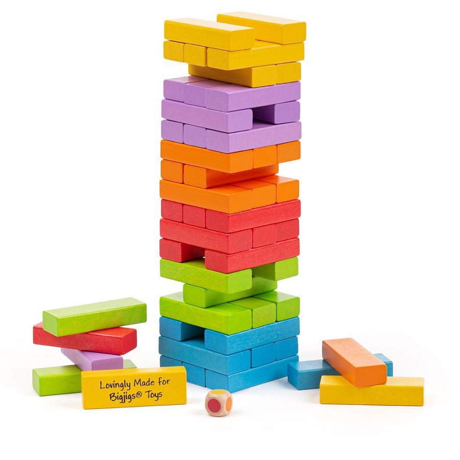 Levně Bigjigs Toys Dřevěná barevná Jenga