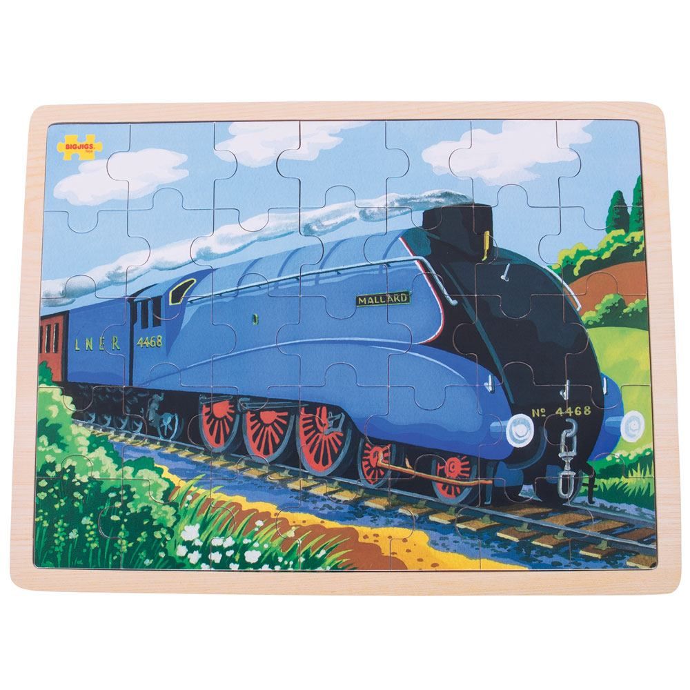 Levně Bigjigs Toys Dřevěné puzzle - Historický vlak Mallard, 35 dílků