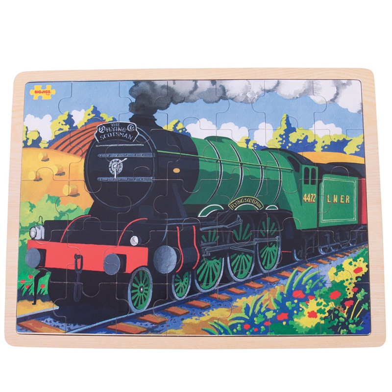 Bigjigs Toys Dřevěné puzzle - Historický vlak Flying Scotsman, 35 dílků