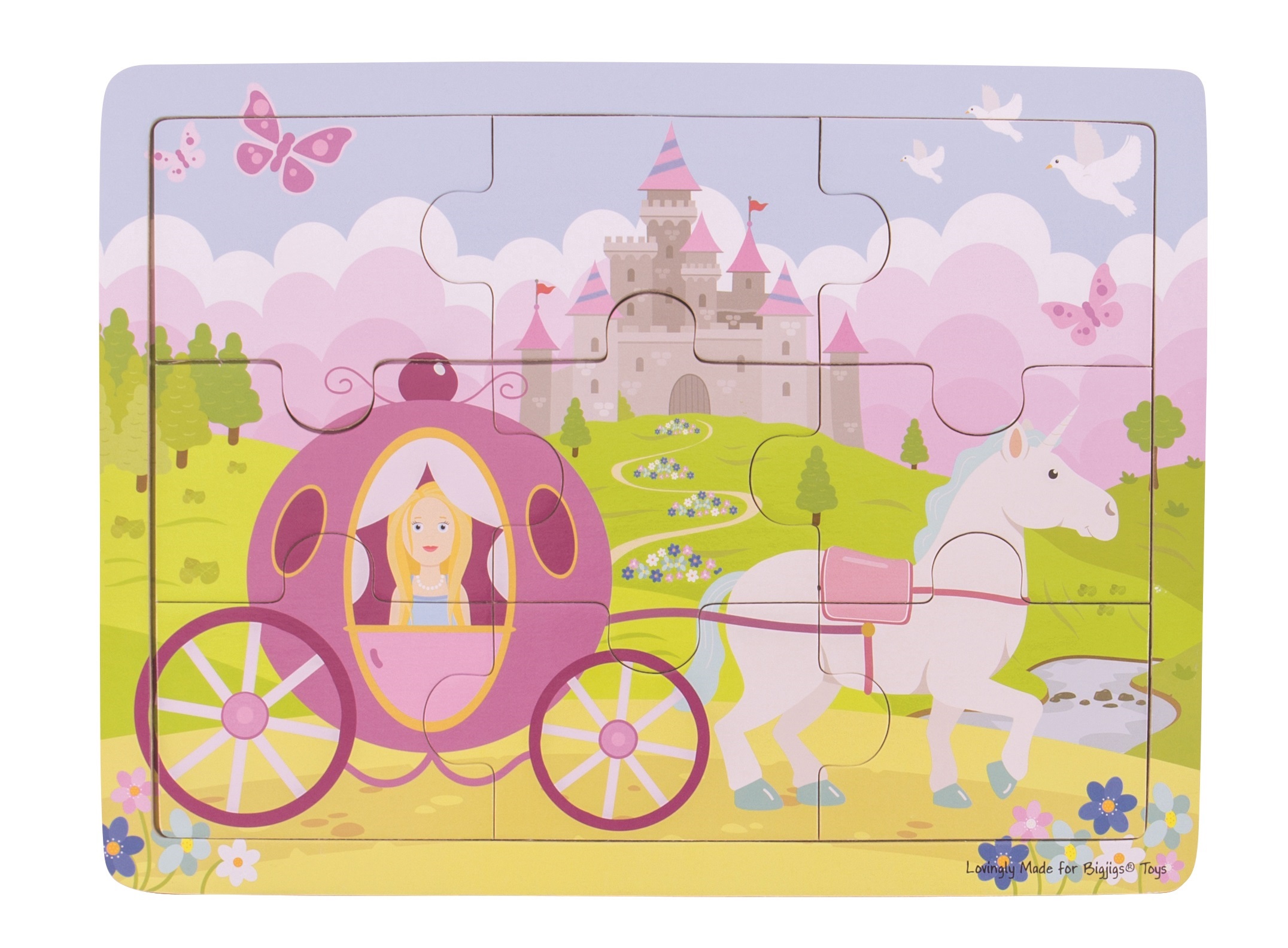 Bigjigs Toys Dřevěné puzzle - Princezna s kočárem
