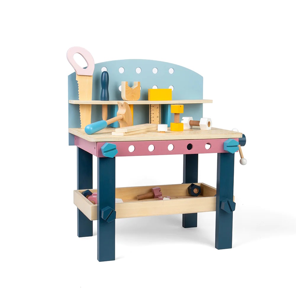 Levně Bigjigs Toys Dětský pracovní stůl s nářadím