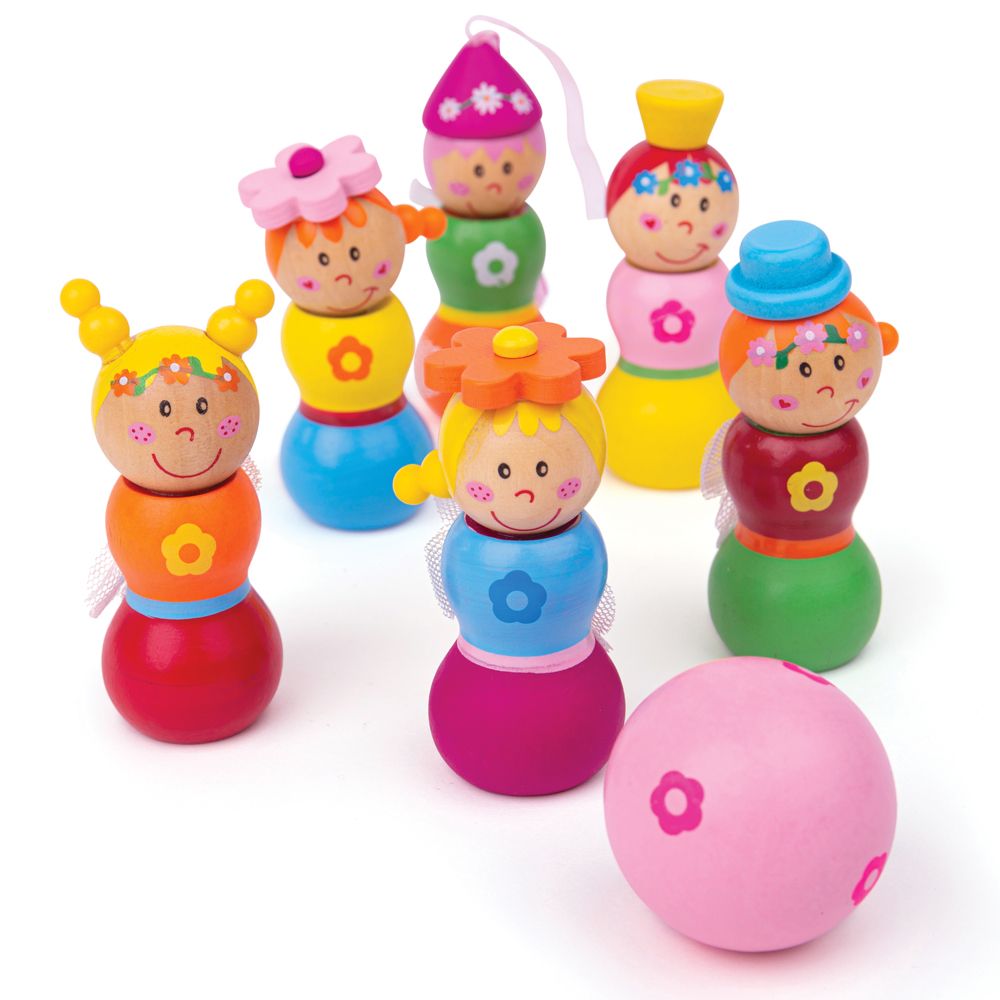 Bigjigs Toys Dřevěné kuželky - Víly