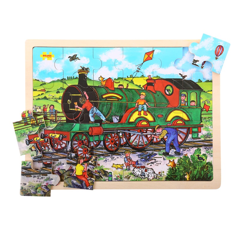 Levně Bigjigs Toys Dřevěné puzzle - Vlak 24 dílků