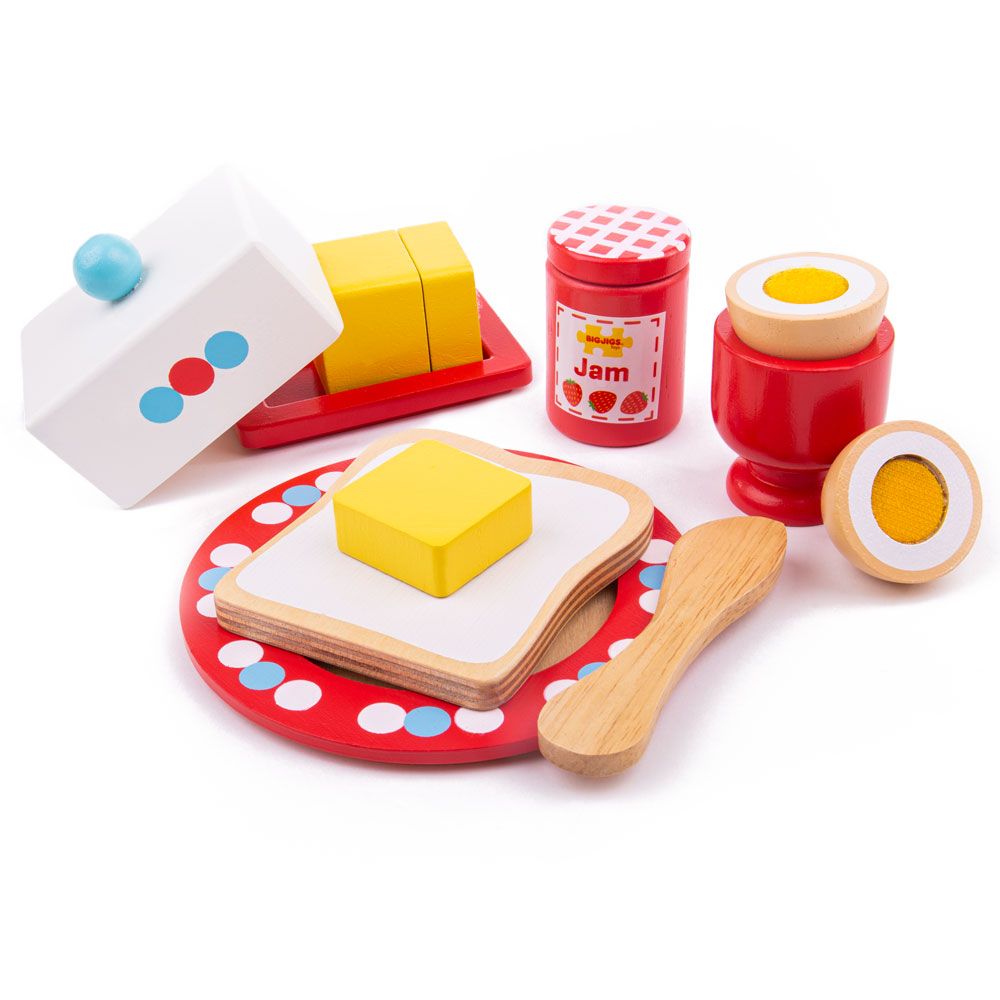 Bigjigs Toys Dřevěné hrací jídlo - Set snídaně