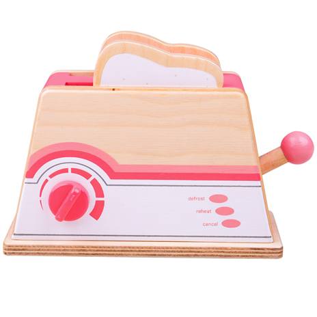 Levně Bigjigs Toys Dřevěný hrací toaster, růžový