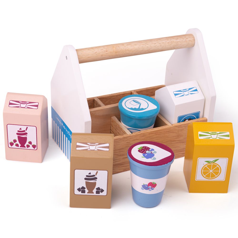 Bigjigs Toys Dřevěné hrací jídlo - Koktejlové výrobky v přenosné krabičce