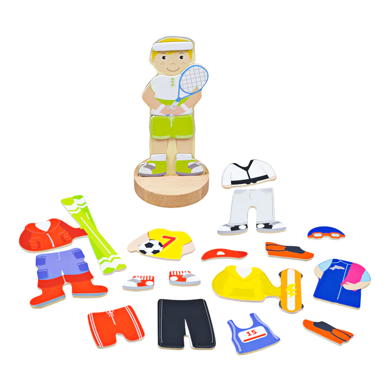 Levně Bigjigs Toys Magnetické oblékací puzzle - Sportovní aktivity