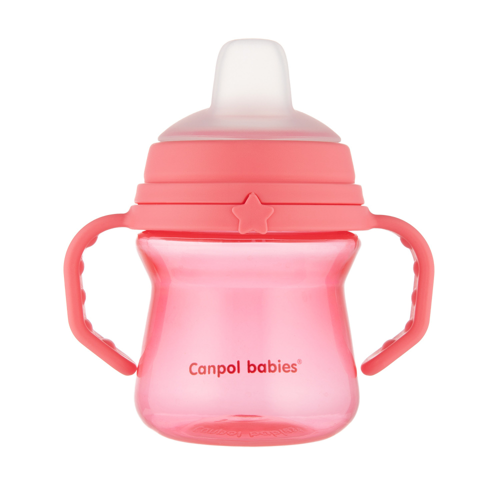 Canpol babies Hrneček se silikonovým pítkem FirstCup 150ml růžový