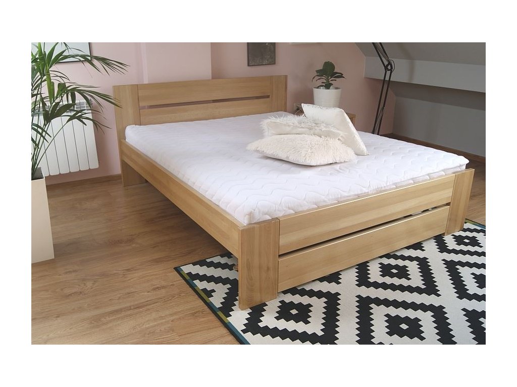 Levně DJM Dřevěná postel z bukového masivu N87, 120 x 200 cm