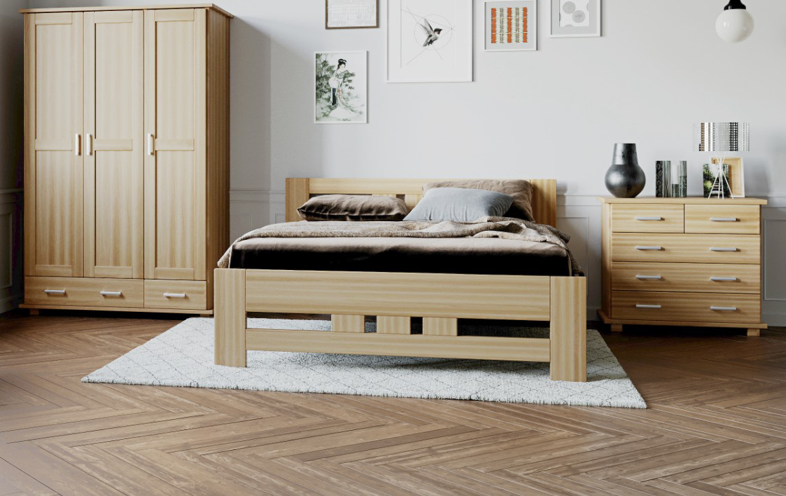 Levně DJM Dřevěná postel z bukového masivu N76, 90 x 200 cm