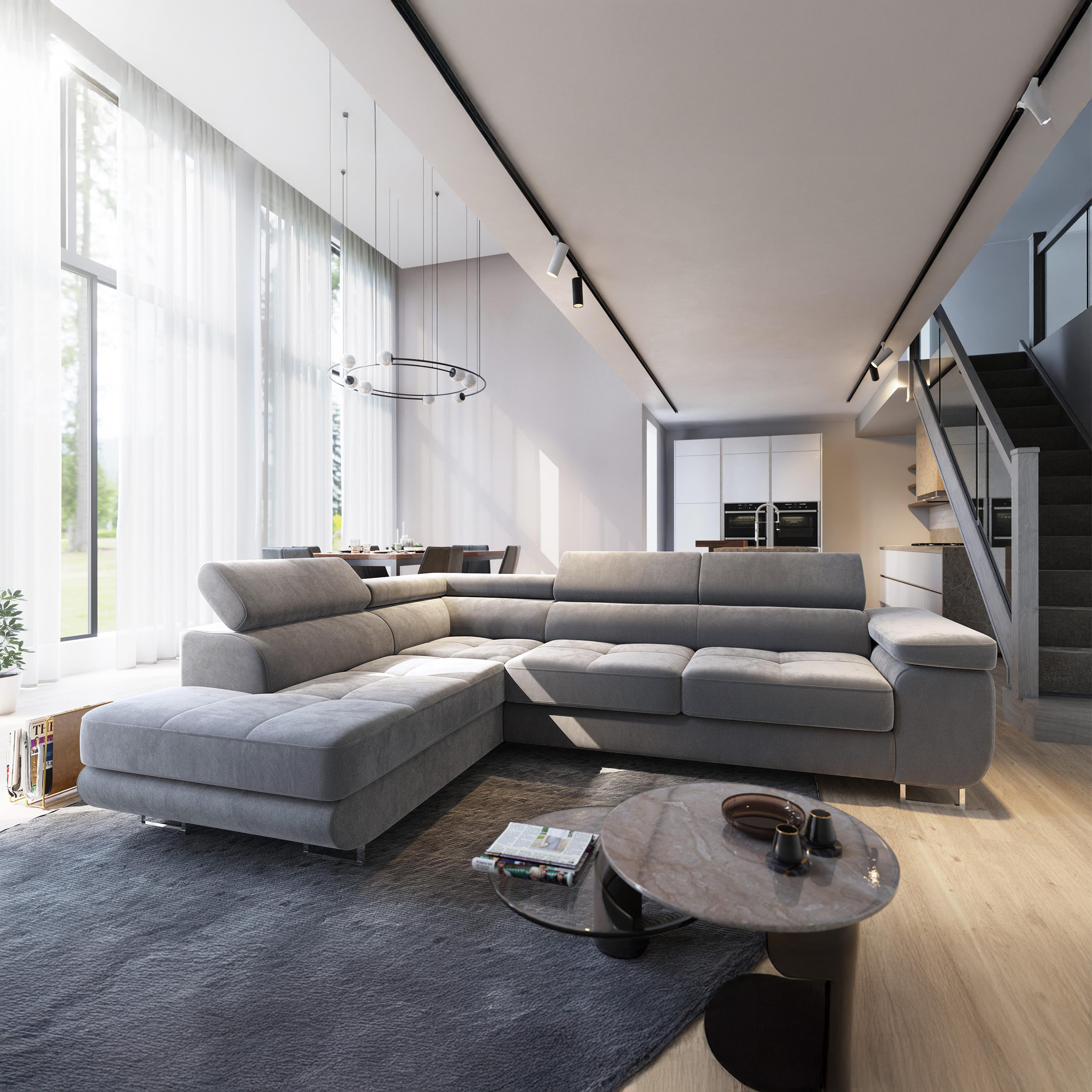 PRM Rohová sedačka SILVA, 275 cm Roh sedačky: Levý roh, Barva látky: MONOLITH 84 (Světlá šedá)