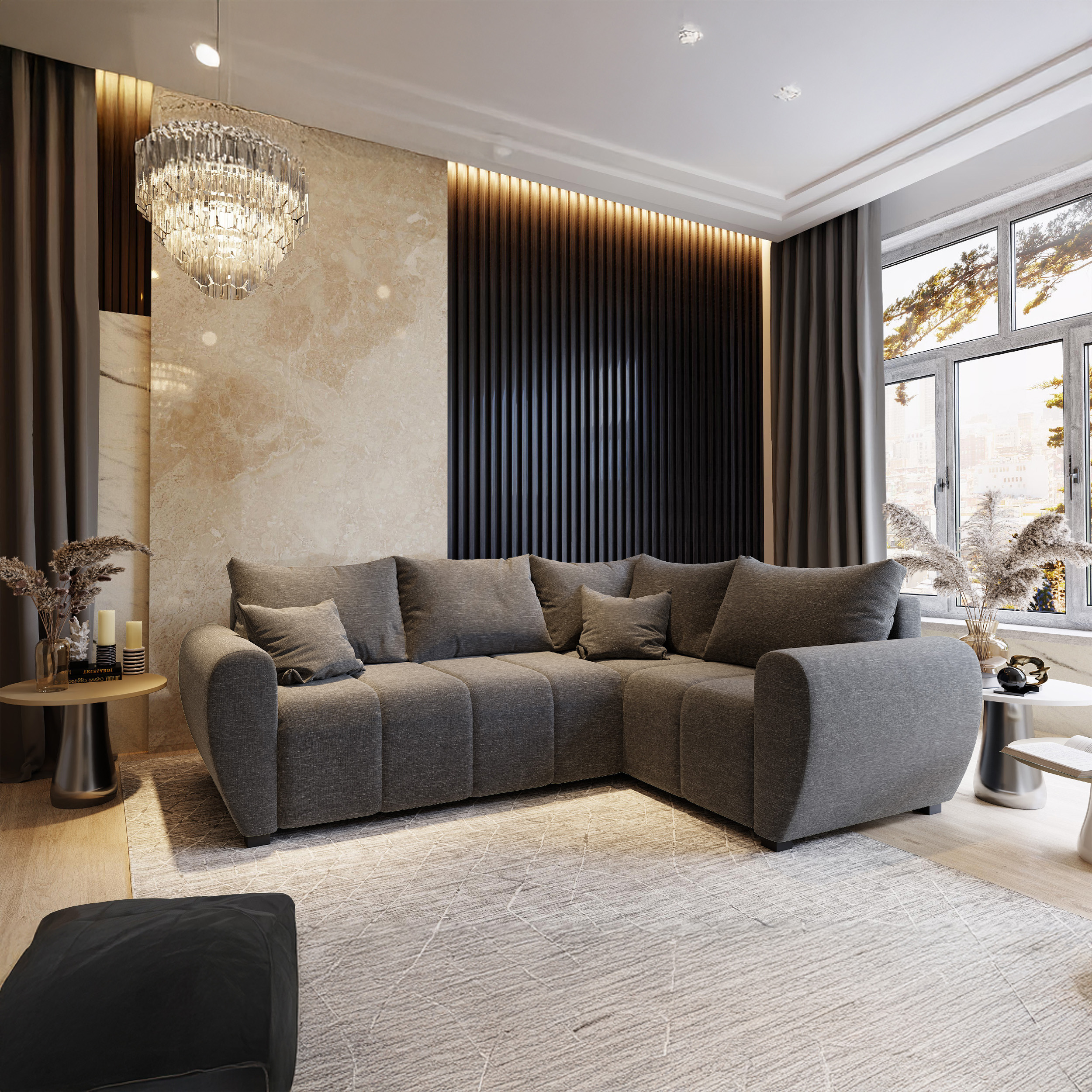 PRM Rohová sedačka MOKA L, 235 cm Roh sedačky: Pravý roh, Barva látky: SAWANA 21