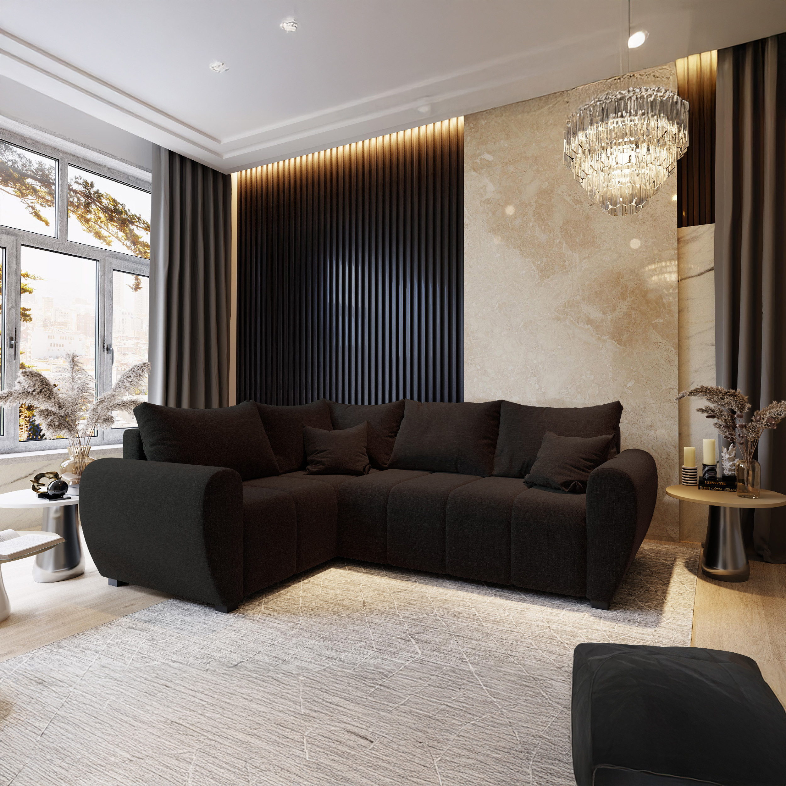 PRM Rohová sedačka MOKA L, 235 cm Roh sedačky: Levý roh, Barva látky: SAWANA 26