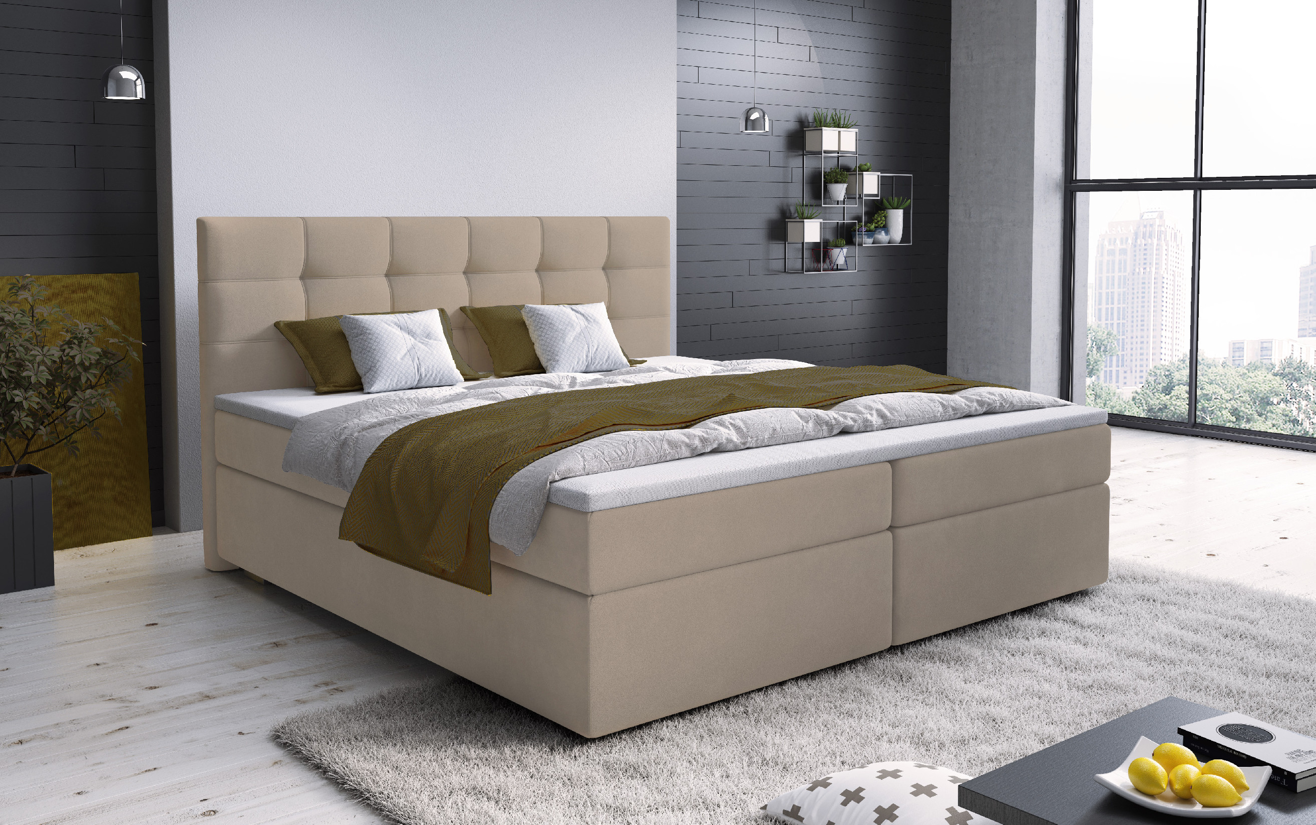Levně MSL Kontinentální čalouněná postel GLAM (140 x 200 cm) Barva látky: SAWANA 24