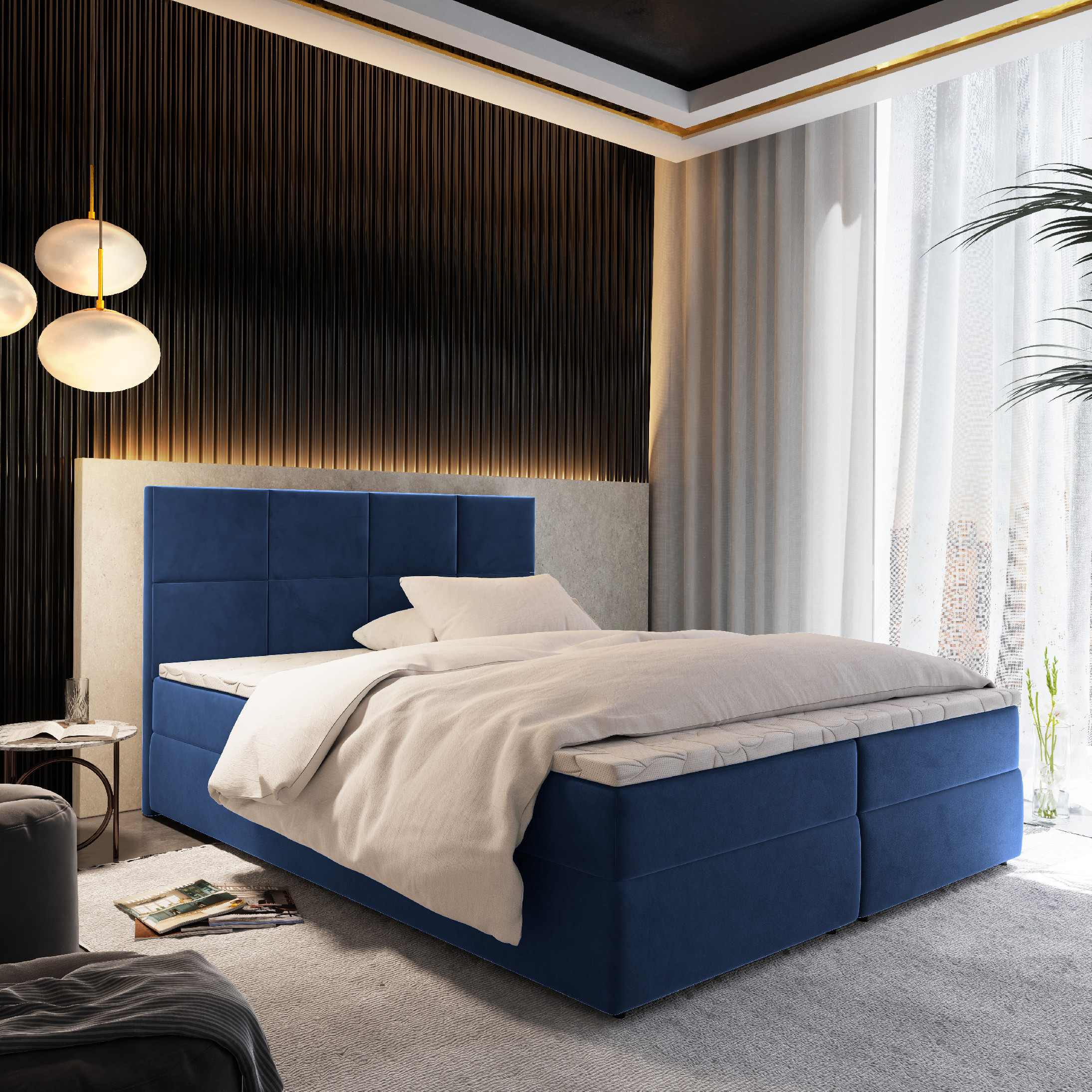 Levně MSL Kontinentální čalouněná postel LENKA (140 x 200 cm) Barva látky: KRONOS 05