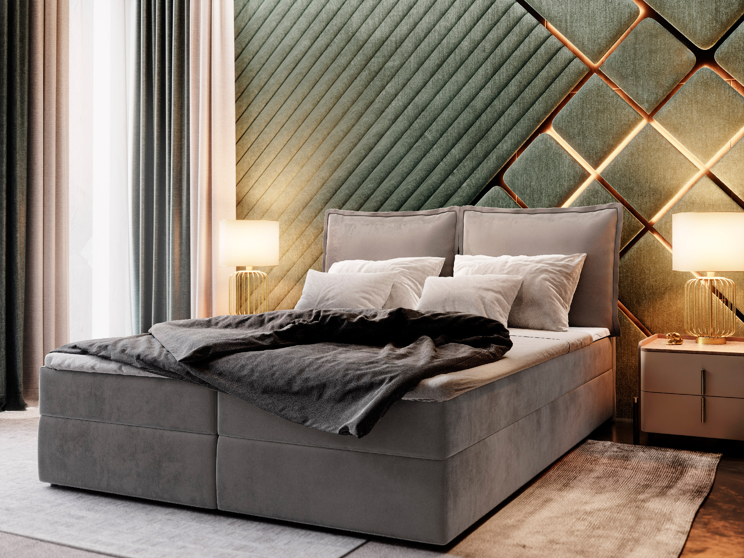 MSL Kontinentální čalouněná postel LOTO (140 x 200 cm) Barva látky: MONOLITH 85