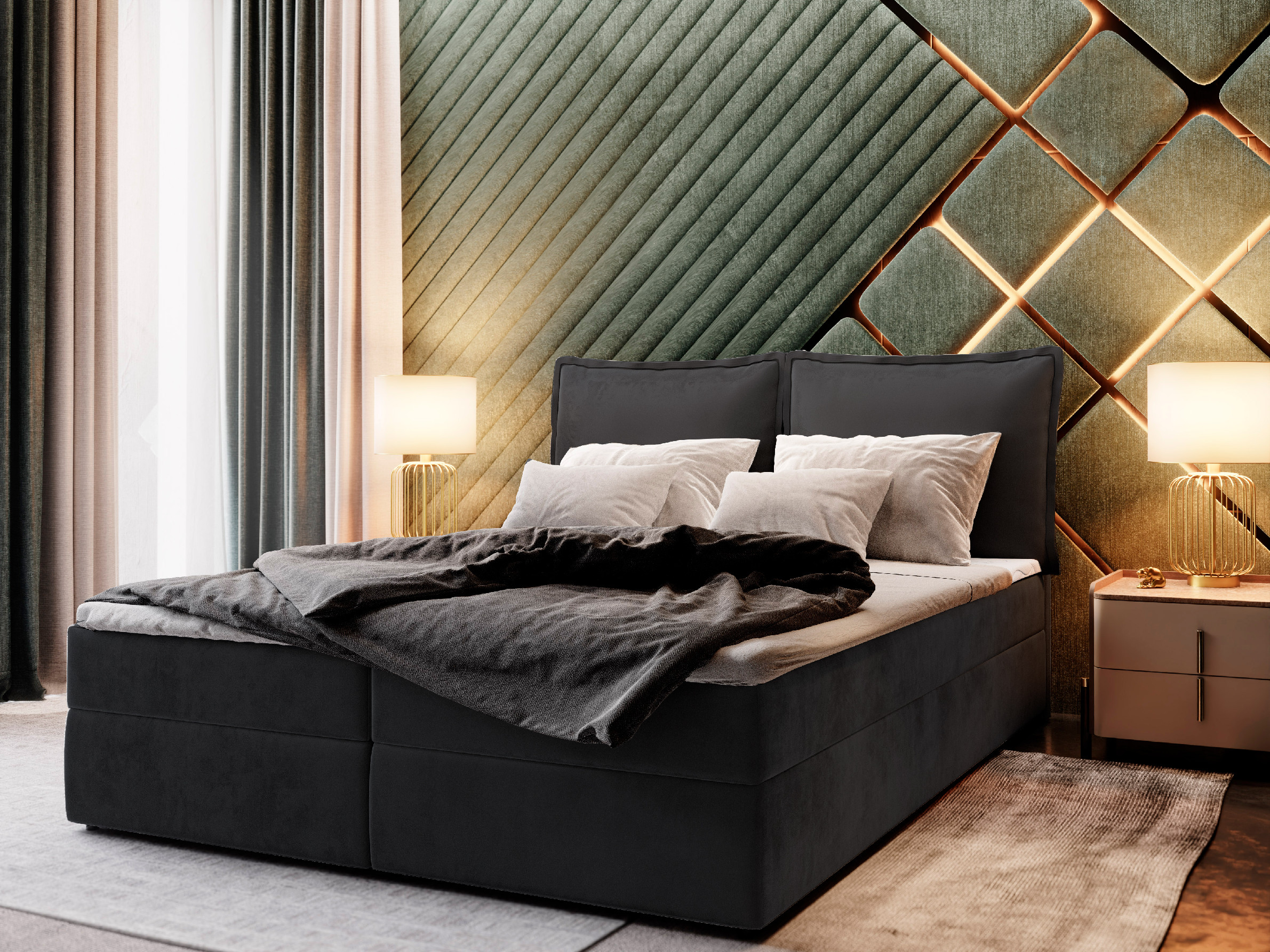 MSL Kontinentální čalouněná postel LOTO (140 x 200 cm) Barva látky: MONOLITH 95