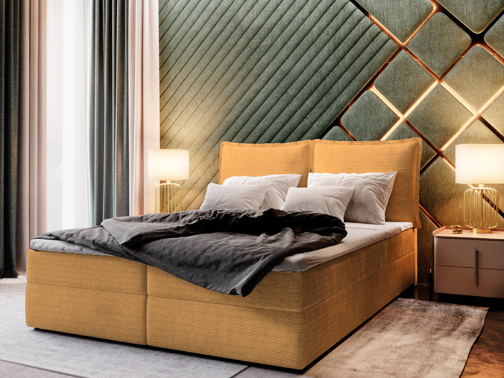 MSL Kontinentální čalouněná postel LOTO (140 x 200 cm) Barva látky: POSO 01