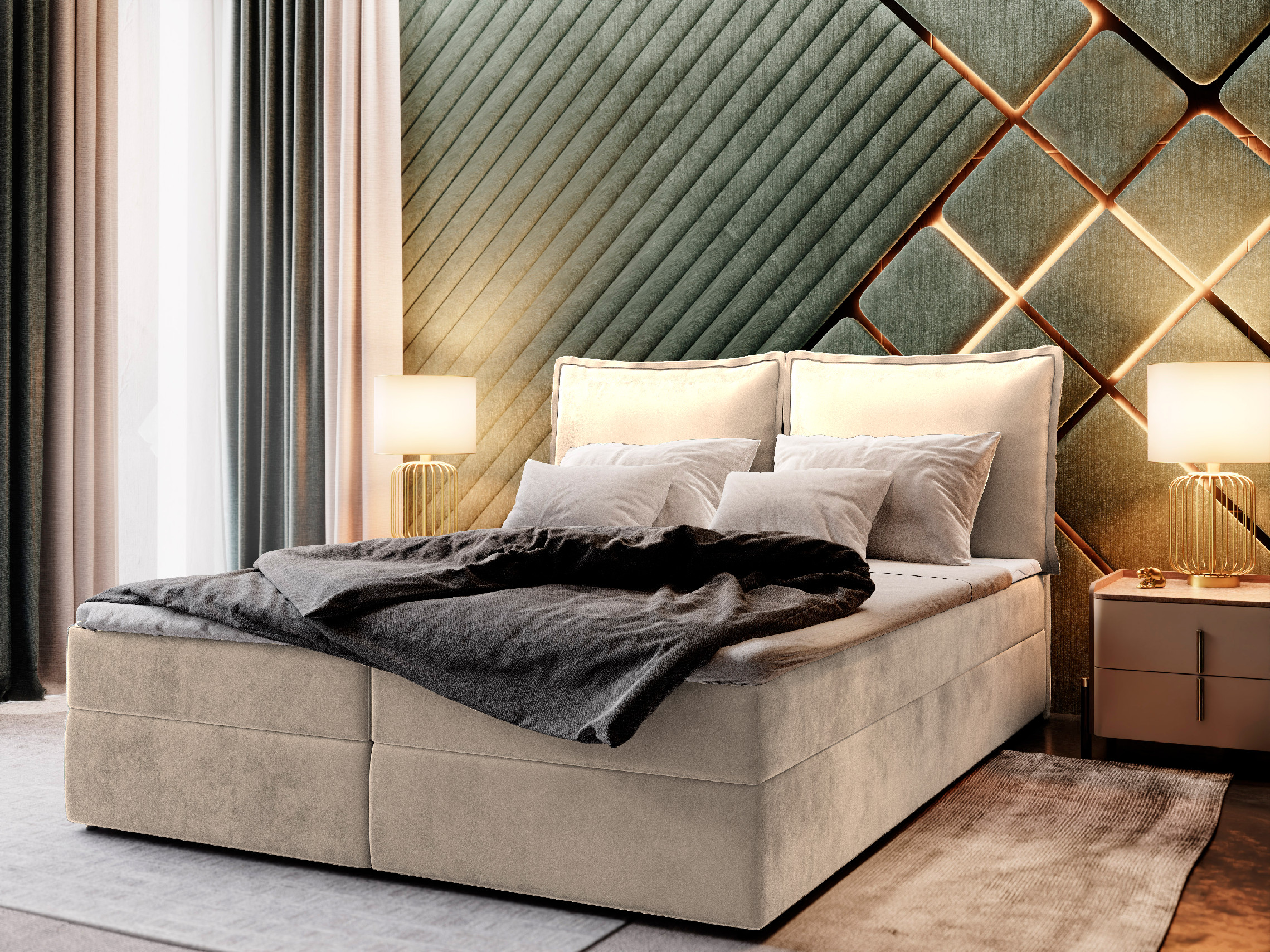 MSL Kontinentální čalouněná postel LOTO (140 x 200 cm) Barva látky: MONOLITH 02