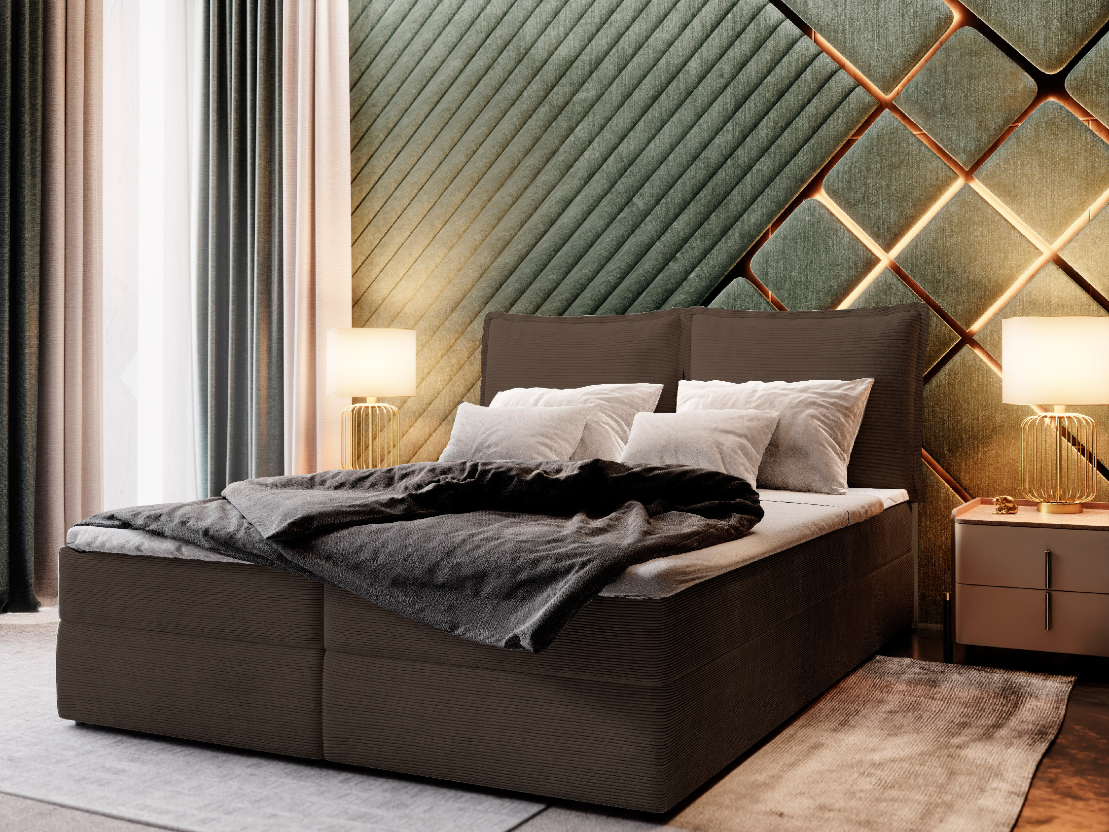 MSL Kontinentální čalouněná postel LOTO (140 x 200 cm) Barva látky: POSO 06