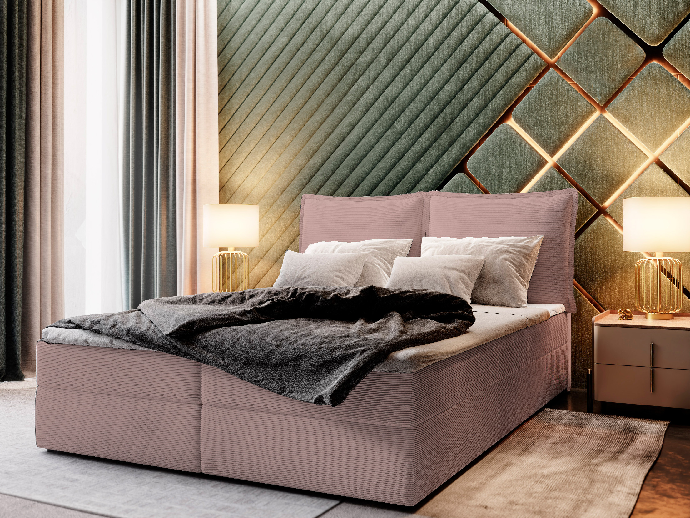 MSL Kontinentální čalouněná postel LOTO (140 x 200 cm) Barva látky: POSO 27
