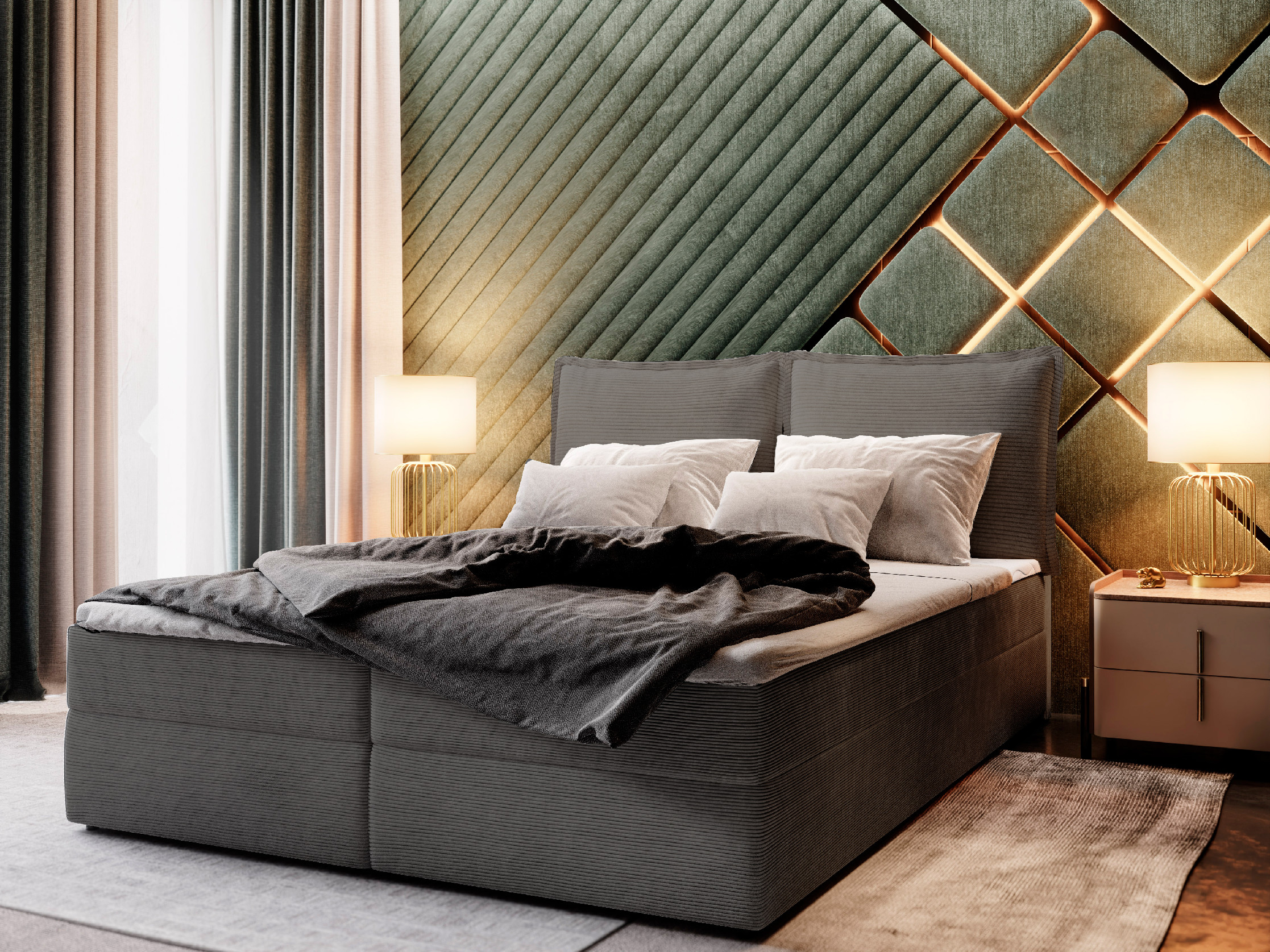 MSL Kontinentální čalouněná postel LOTO (140 x 200 cm) Barva látky: POSO 34