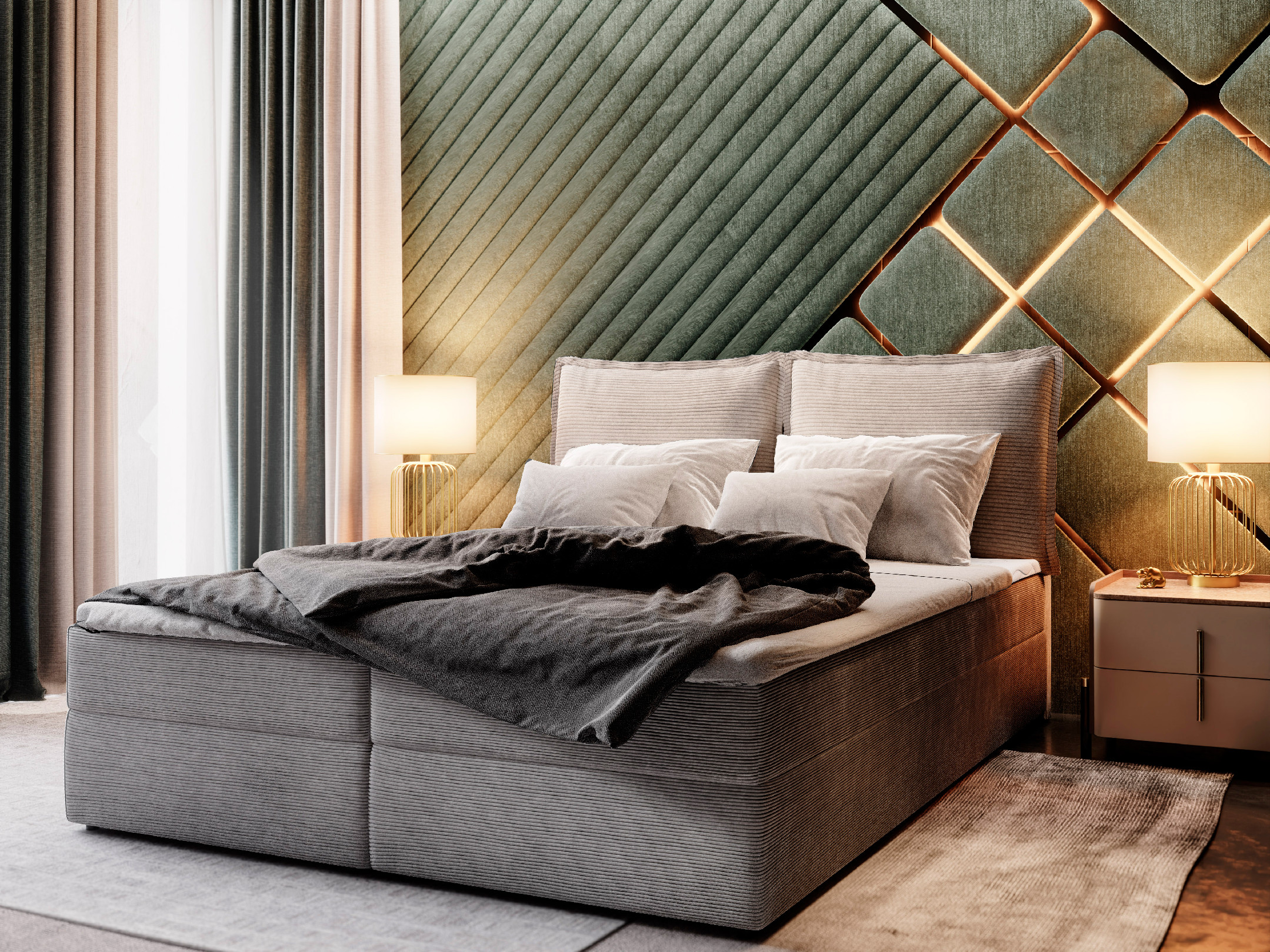 MSL Kontinentální čalouněná postel LOTO (140 x 200 cm) Barva látky: POSO 55