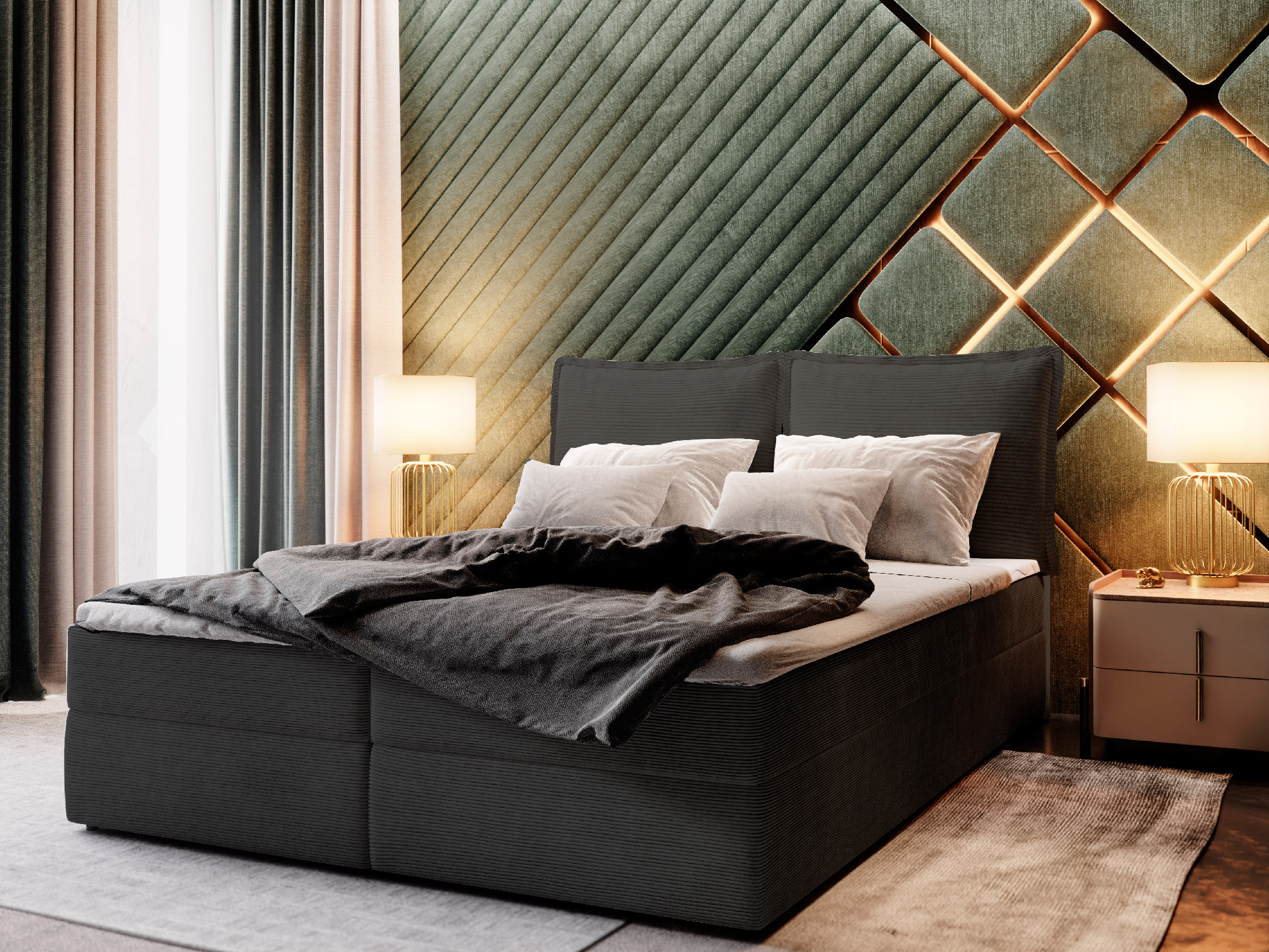 MSL Kontinentální čalouněná postel LOTO (140 x 200 cm) Barva látky: POSO 135